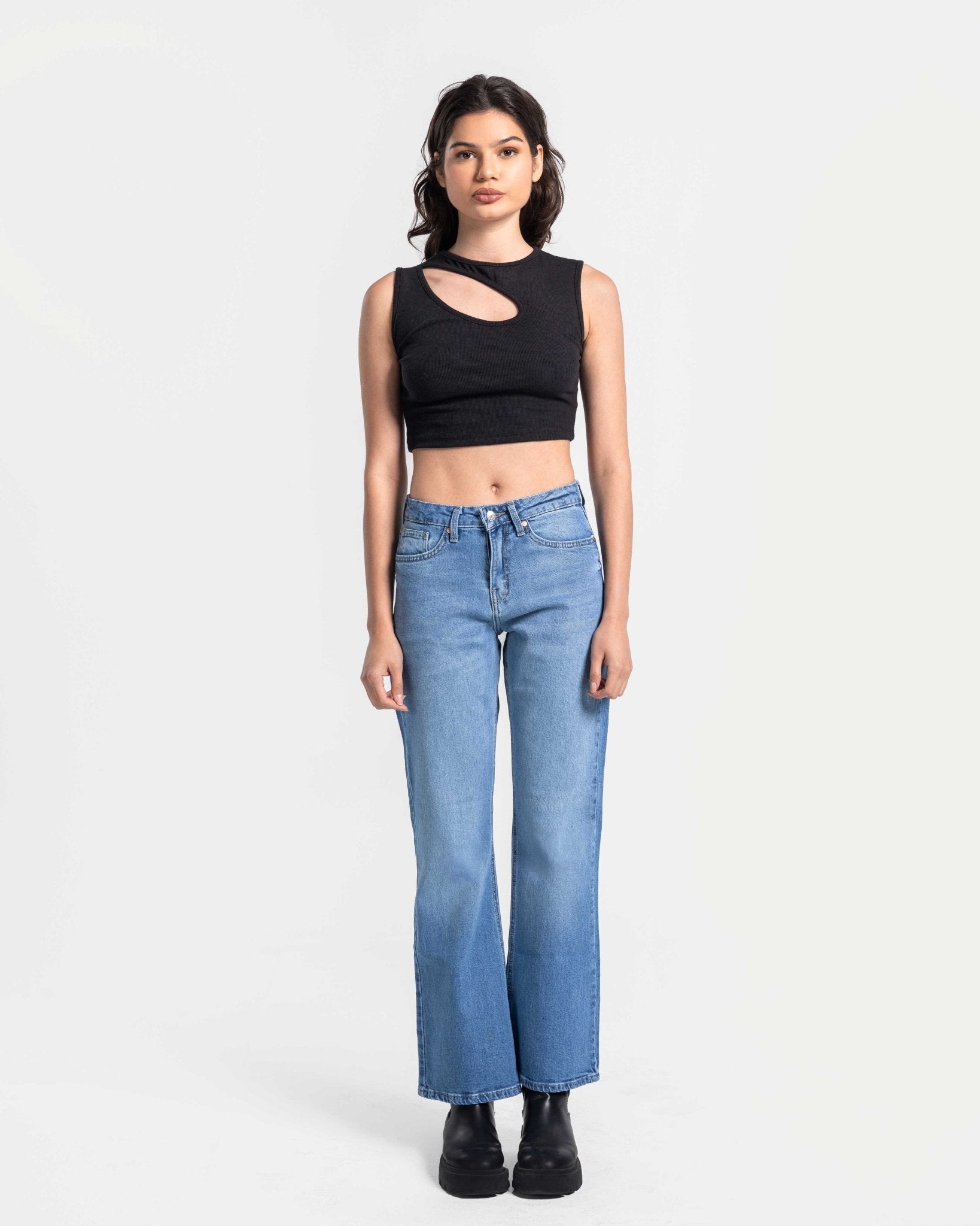 Boot Cut - Medium Blue Jeans Flare CIZARO - Cizaro Jeans