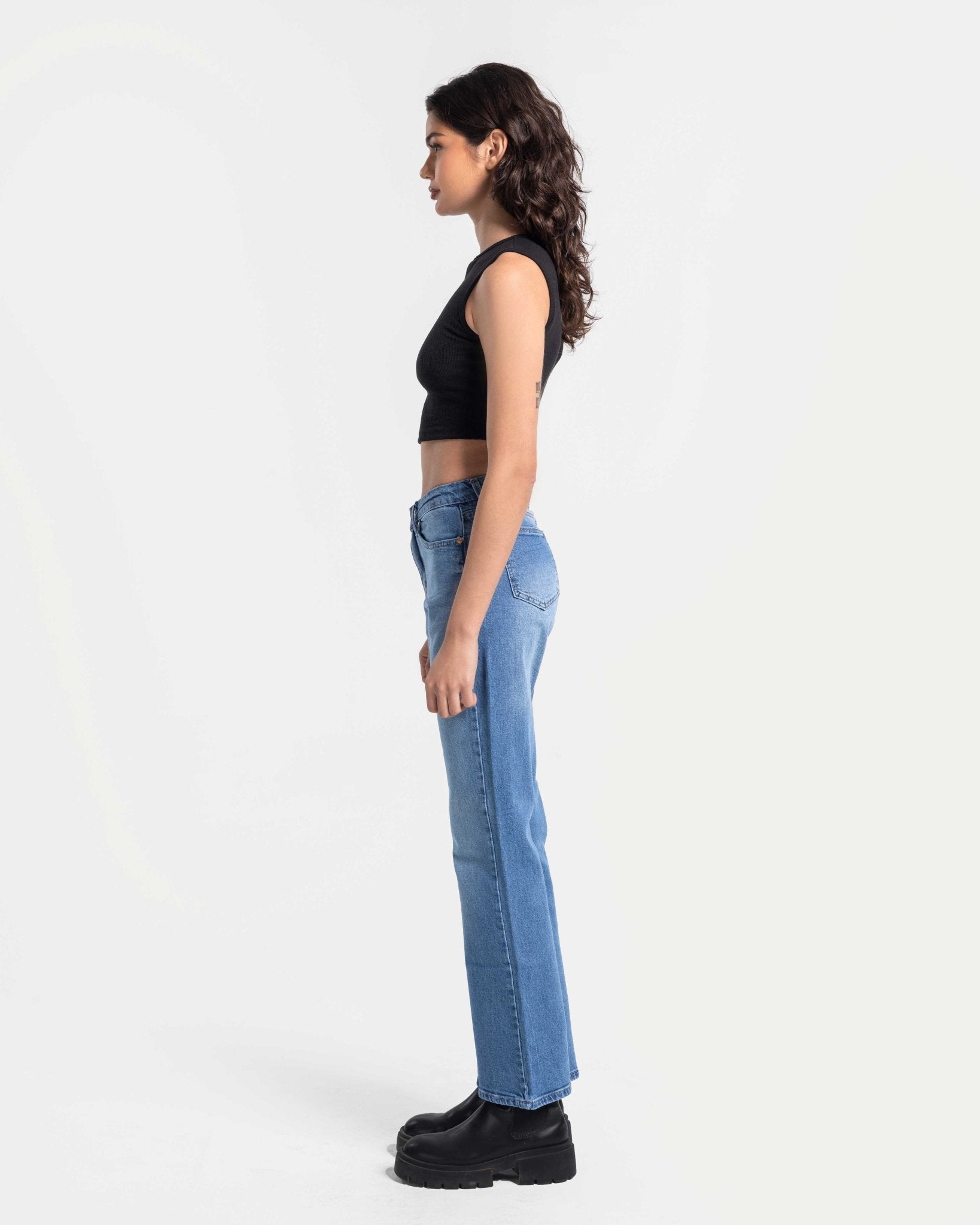 Boot Cut - Medium Blue Jeans Flare CIZARO - Cizaro Jeans