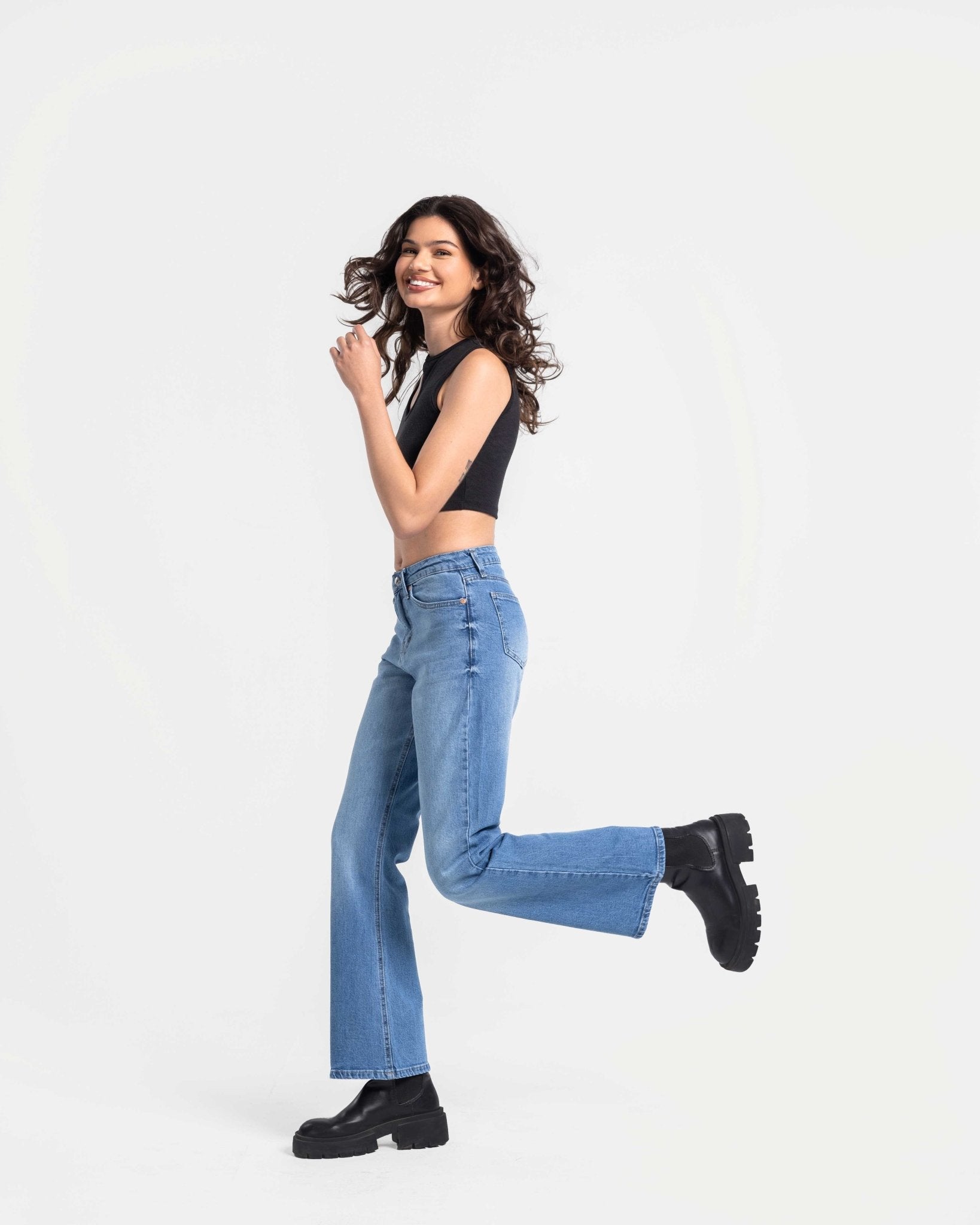 Boot Cut - Medium Blue Jeans Flare CIZARO - Cizaro Jeans