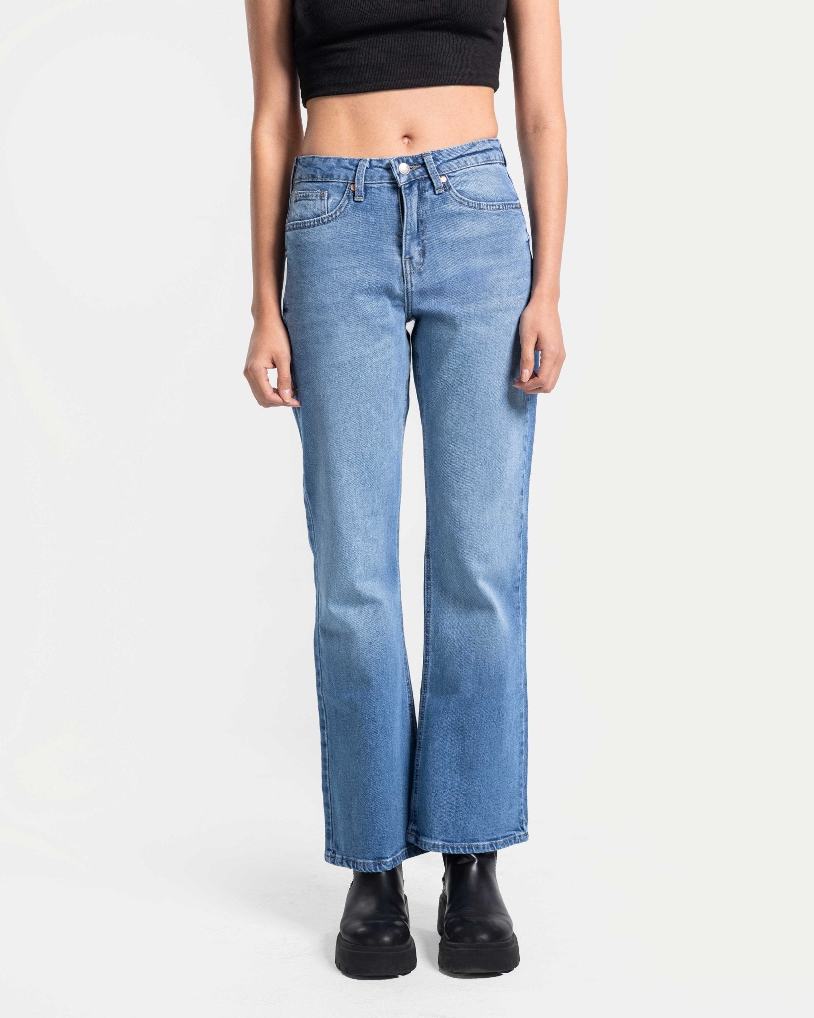 Boot Cut - Medium Blue Jeans Flare CIZARO - Cizaro Jeans