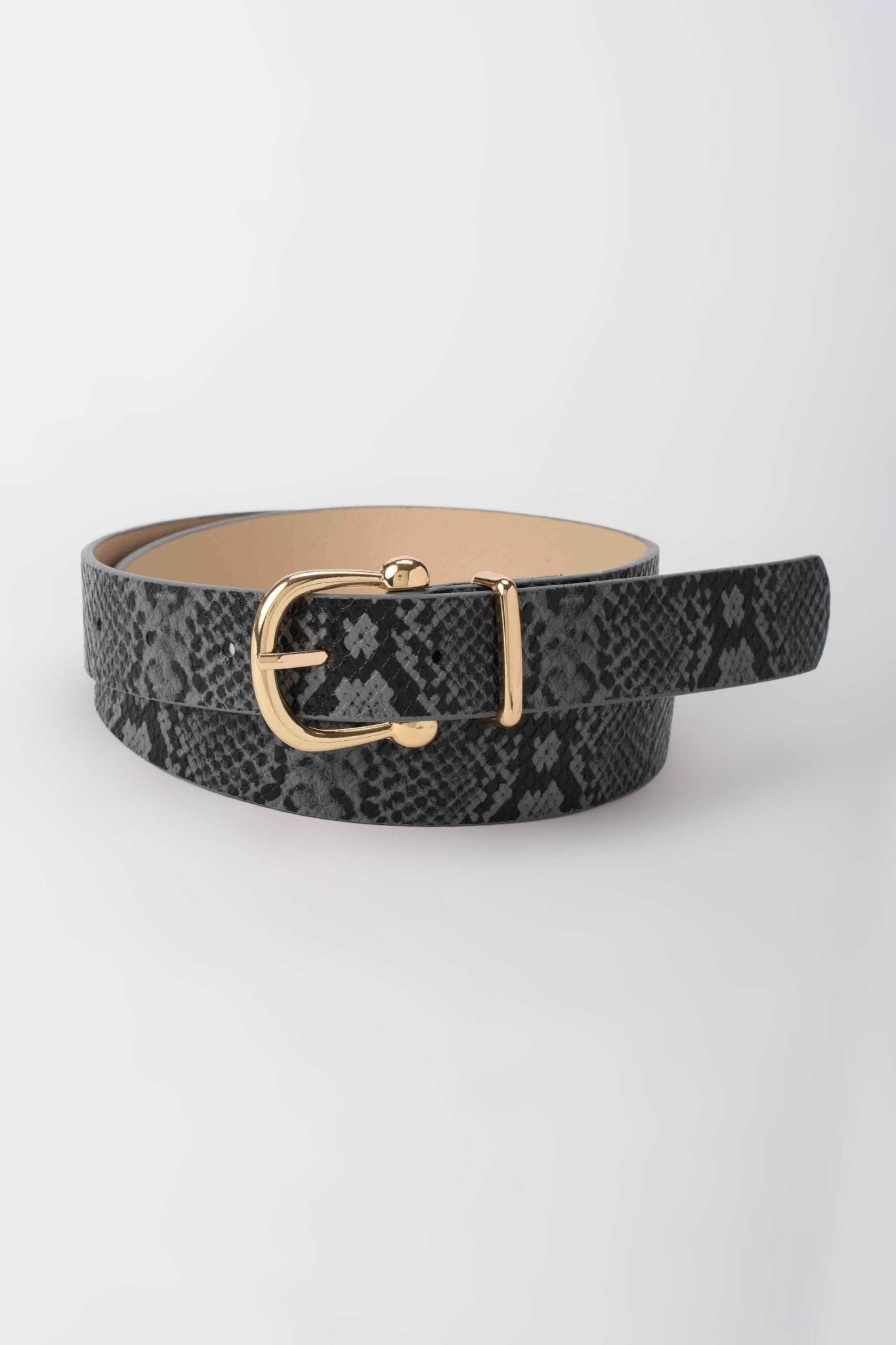 Belt | The Wild Touch Belt – Snake Print Faux Leather Medium with Gold Detail Belt - Acc CZBELT - Cizaro Jeans