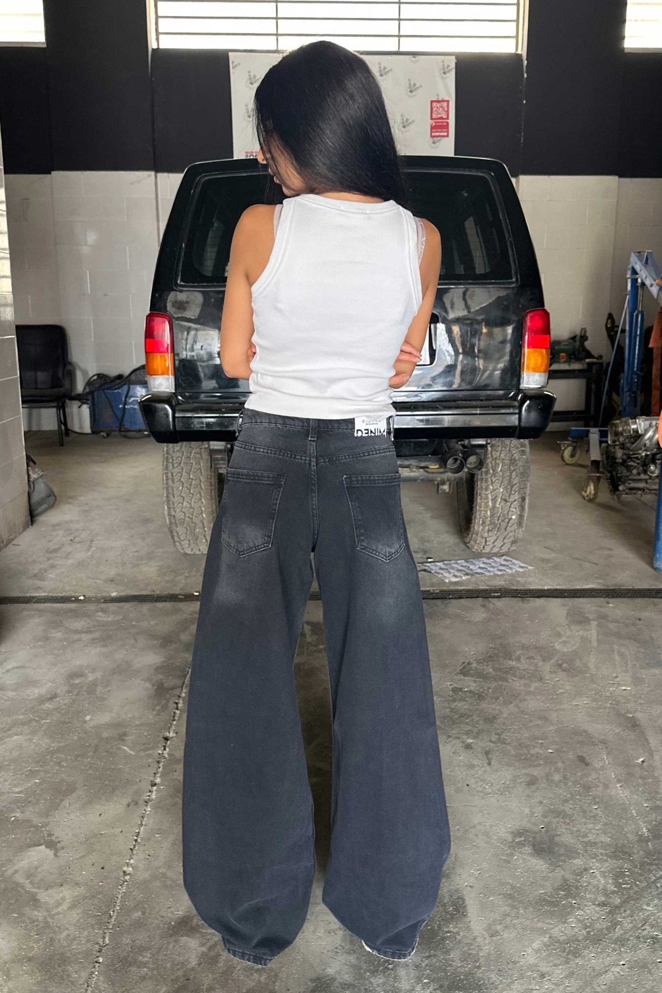 Baggy - Mid-Rise Washed Charcoal Jeans baggy CIZARO - Cizaro Jeans