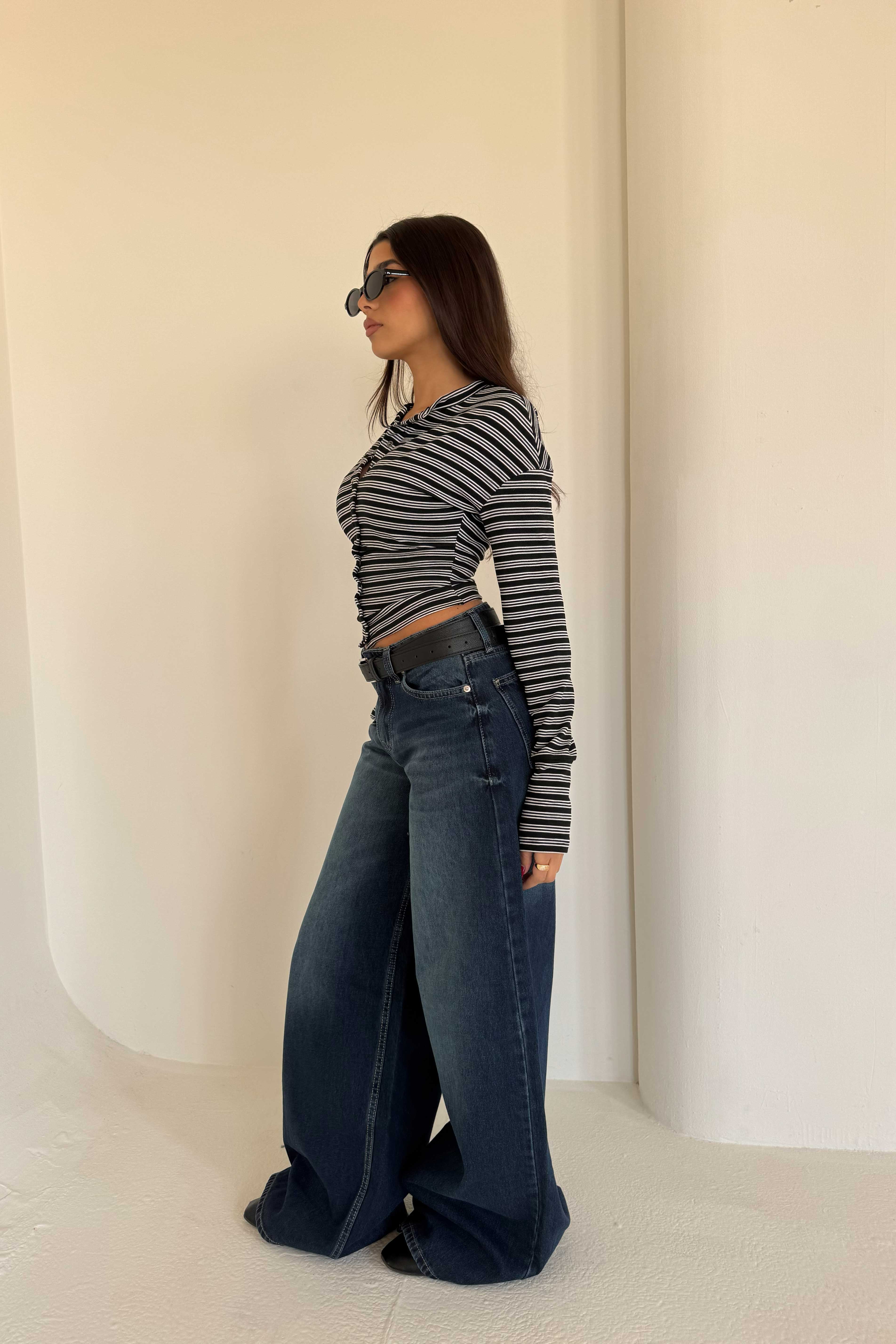 Loose Baggy – Mid-Rise Faded Deep Ocean Blue Jeans Baggy CIZARO - Cizaro Jeans