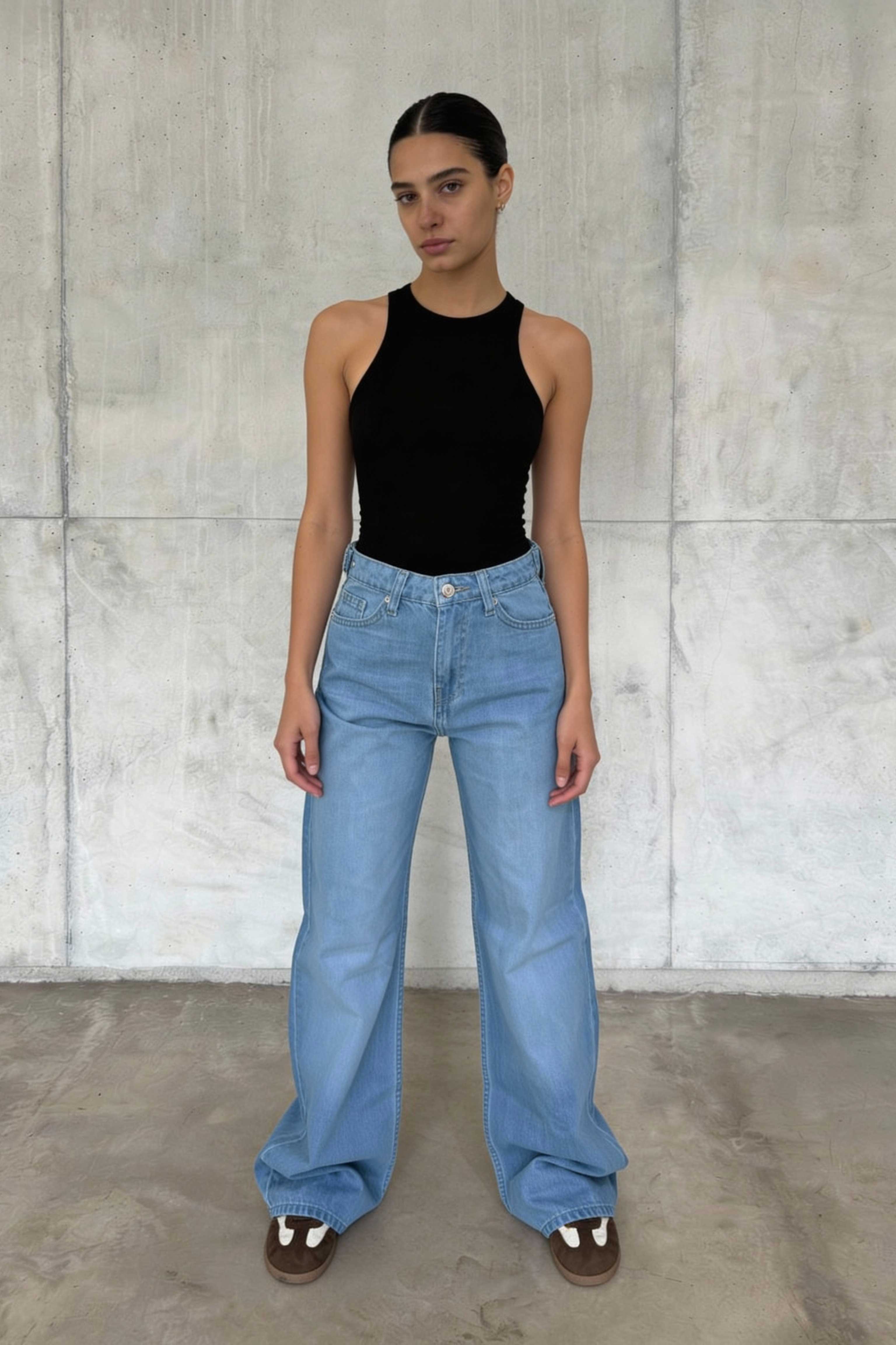 Baggy High Waist - Flex Waist Bright Blue Jeans Baggy CIZARO - Cizaro Jeans