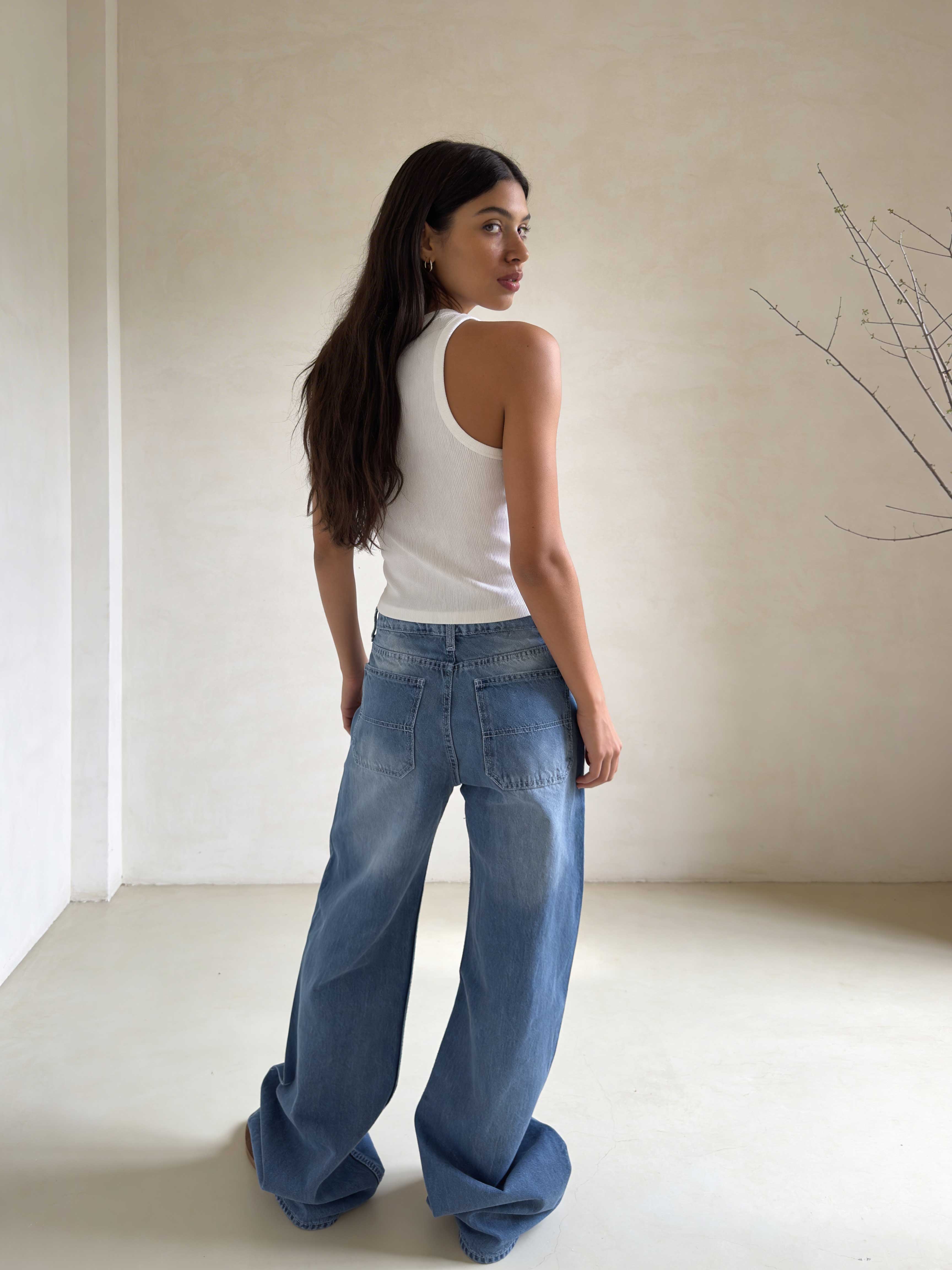 Baggy - High-Waist Blush Blue Jeans Baggy CIZARO - Cizaro Jeans