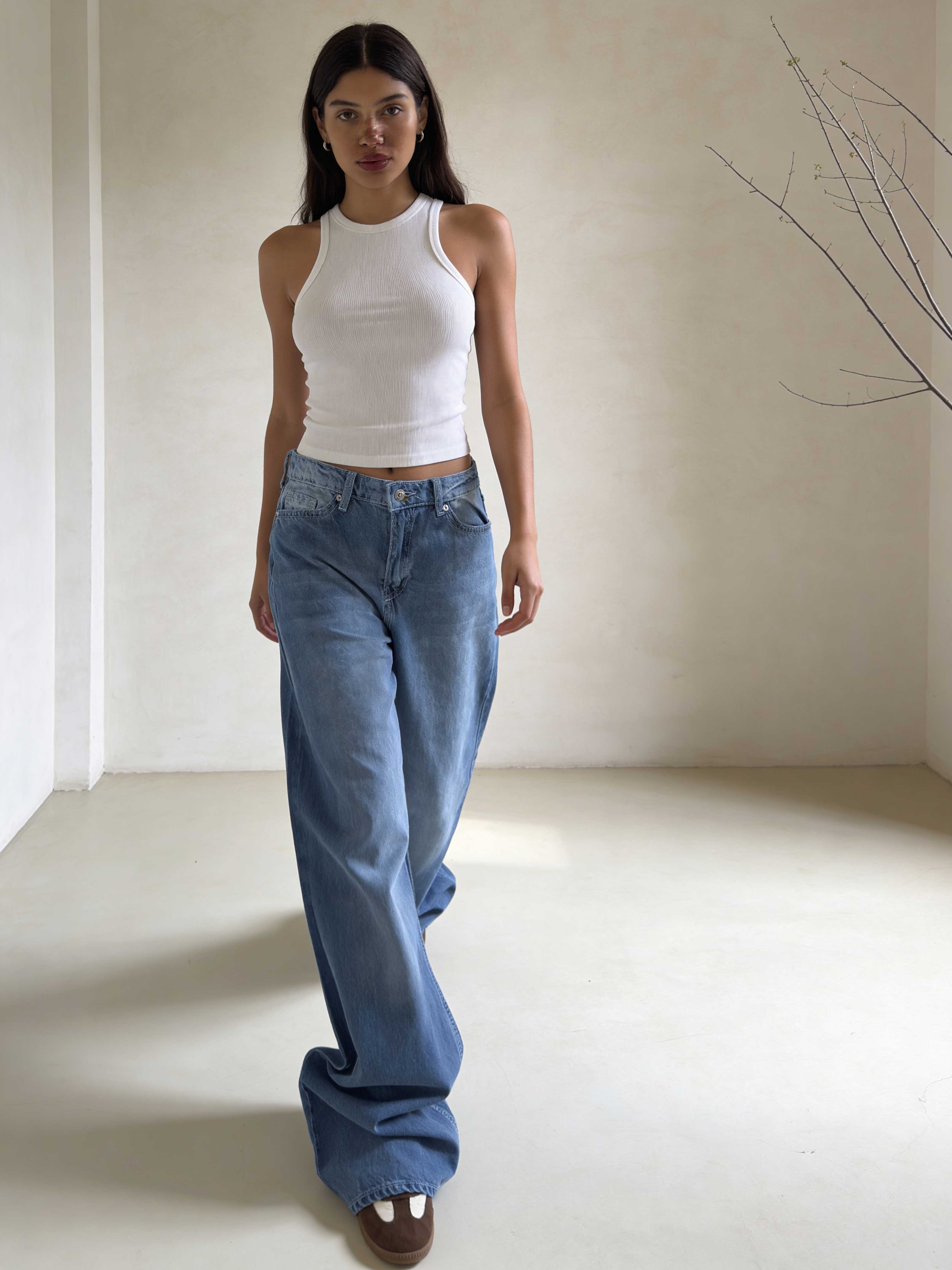 Baggy - High-Waist Blush Blue Jeans Baggy CIZARO - Cizaro Jeans