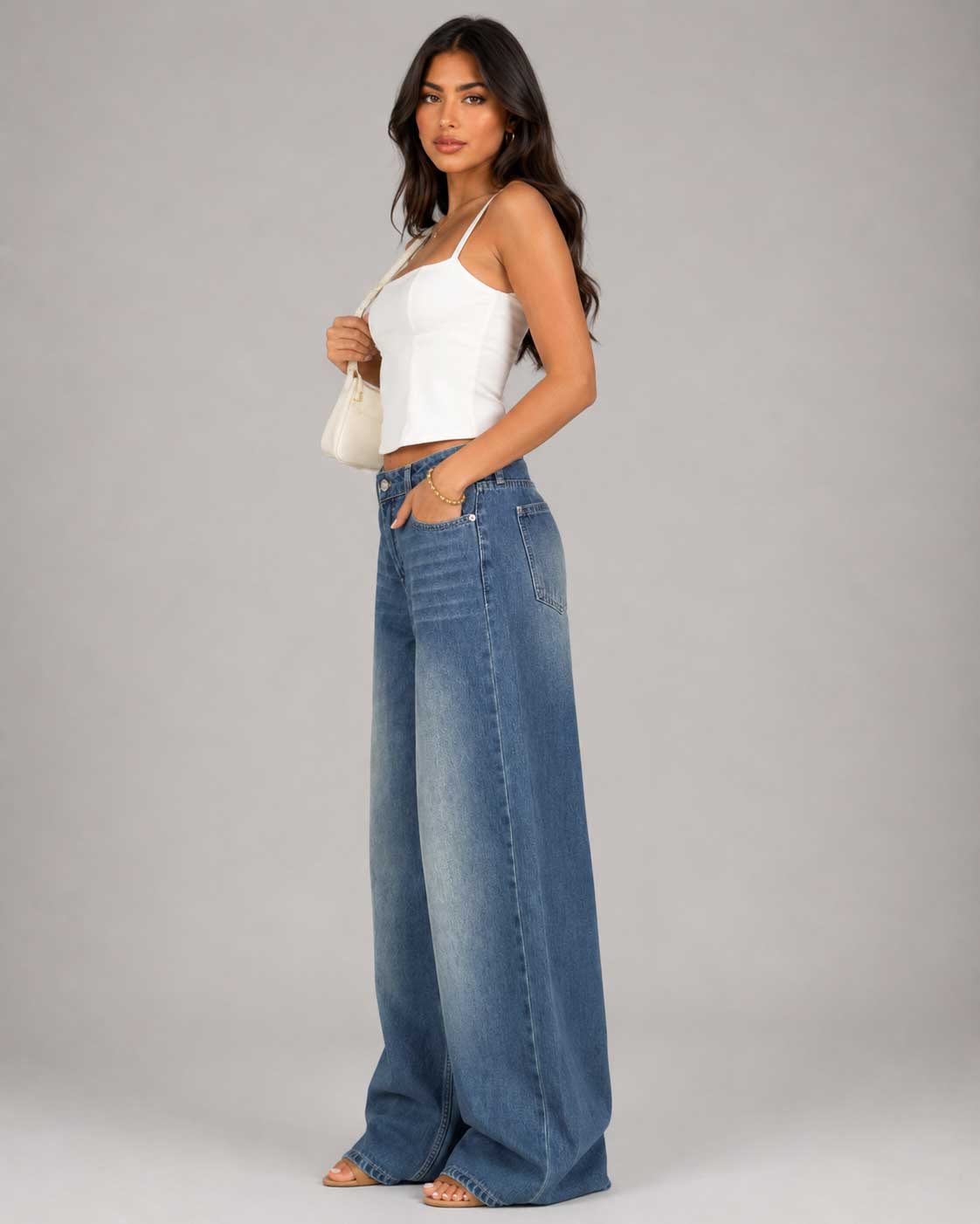 Super Baggy - Mid-Waist Dark Blue-Green Washed Jeans Baggy CIZARO - Cizaro Jeans