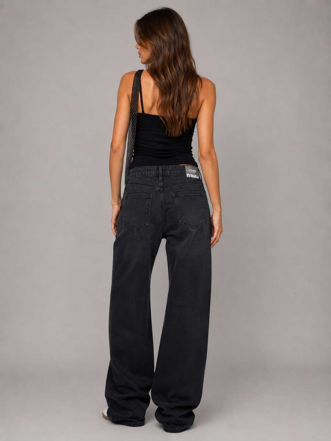 Crossover Baggy – Mid Rise Washed Black Jeans Baggy CIZARO - Cizaro Jeans