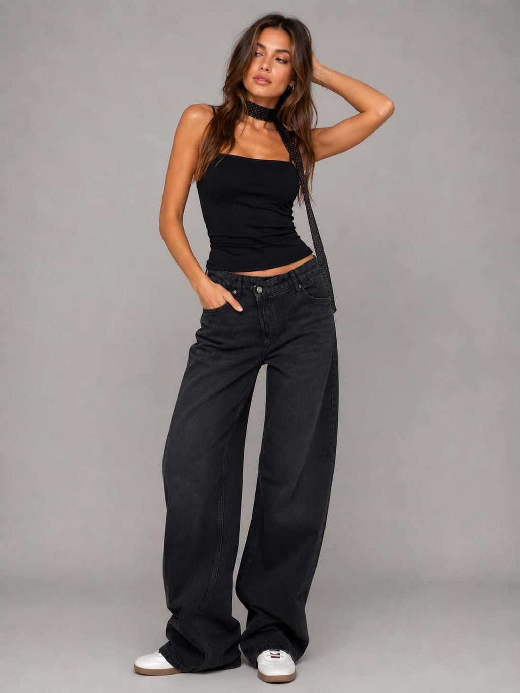 Crossover Baggy – Mid Rise Washed Black Jeans Baggy CIZARO - Cizaro Jeans