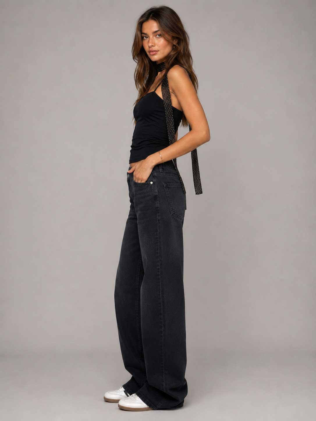 Crossover Baggy – Mid Rise Washed Black Jeans Baggy CIZARO - Cizaro Jeans