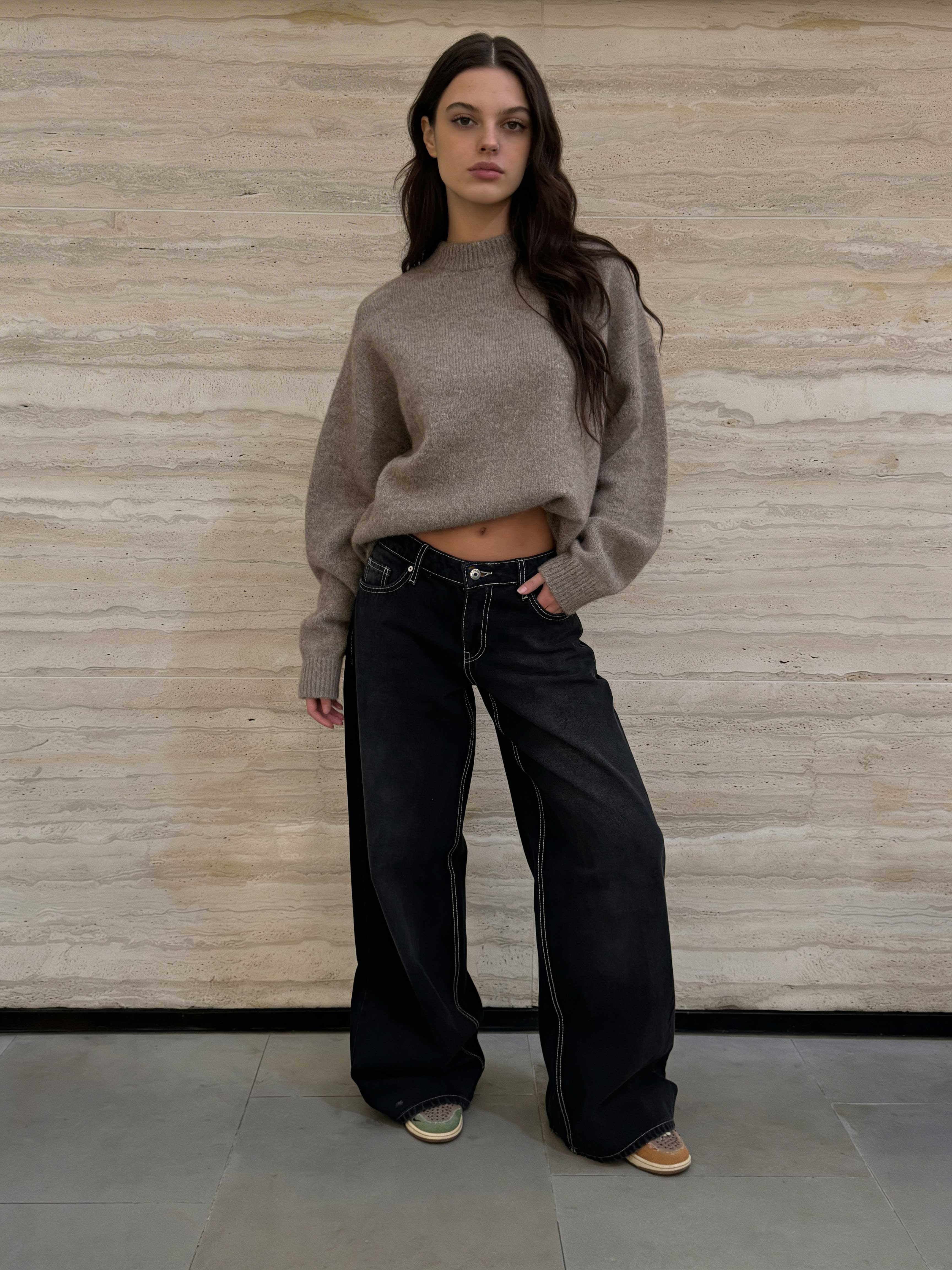 Baggy – Low-Waist Charcoal Black Jeans Baggy CIZARO - Cizaro Jeans