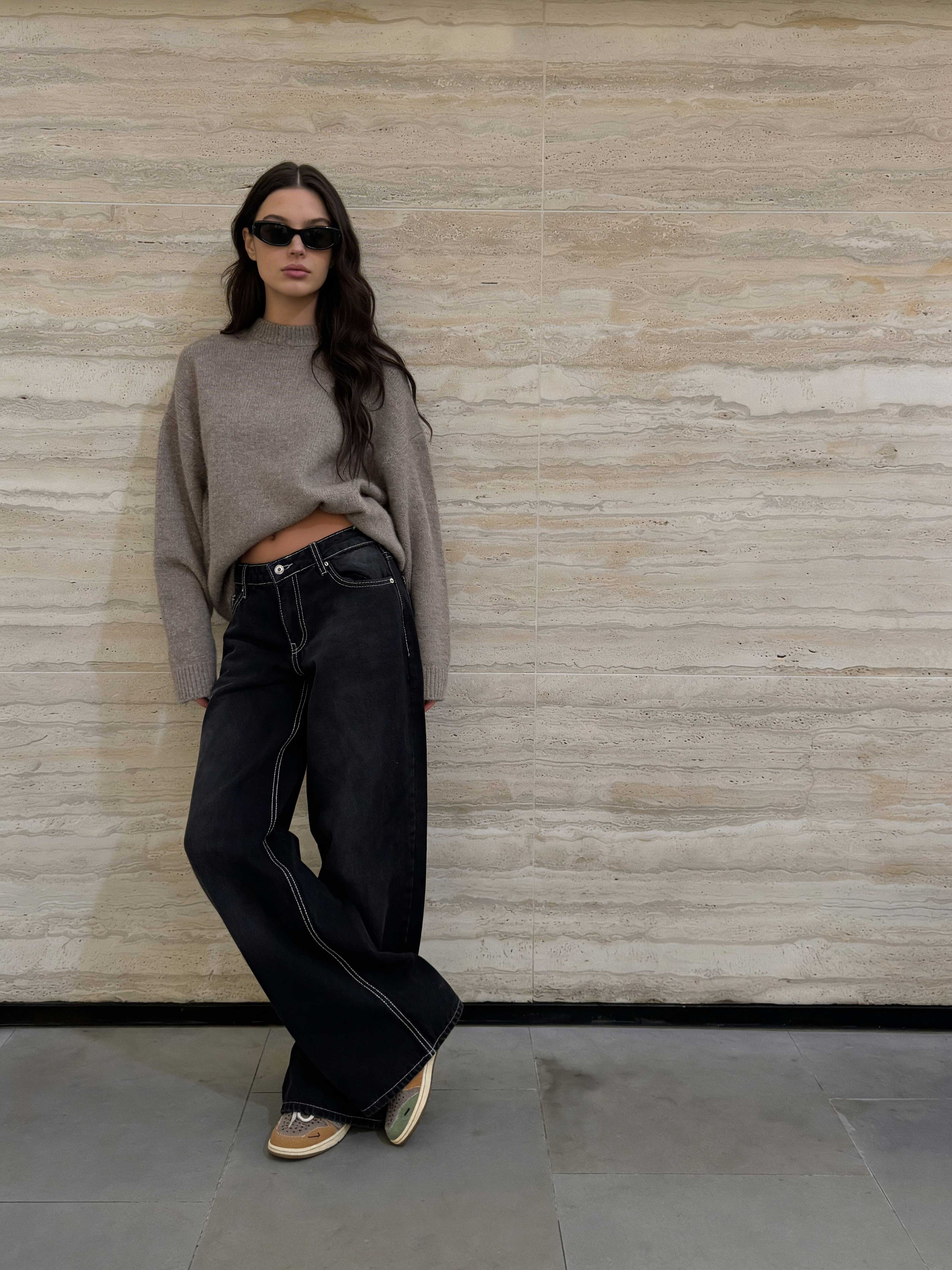 Baggy – Low-Waist Charcoal Black Jeans Baggy CIZARO - Cizaro Jeans