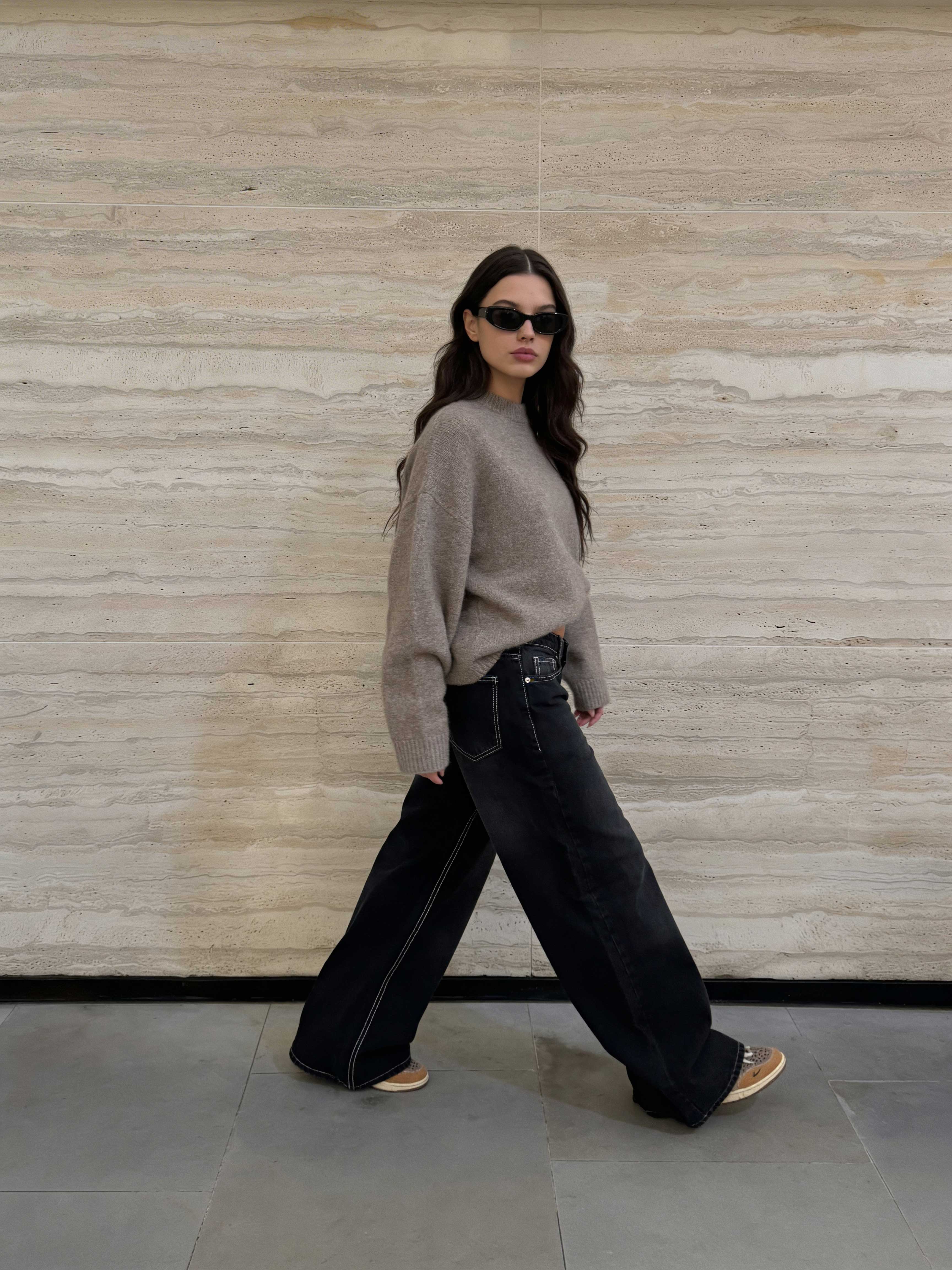 Baggy – Low-Waist Charcoal Black Jeans Baggy CIZARO - Cizaro Jeans