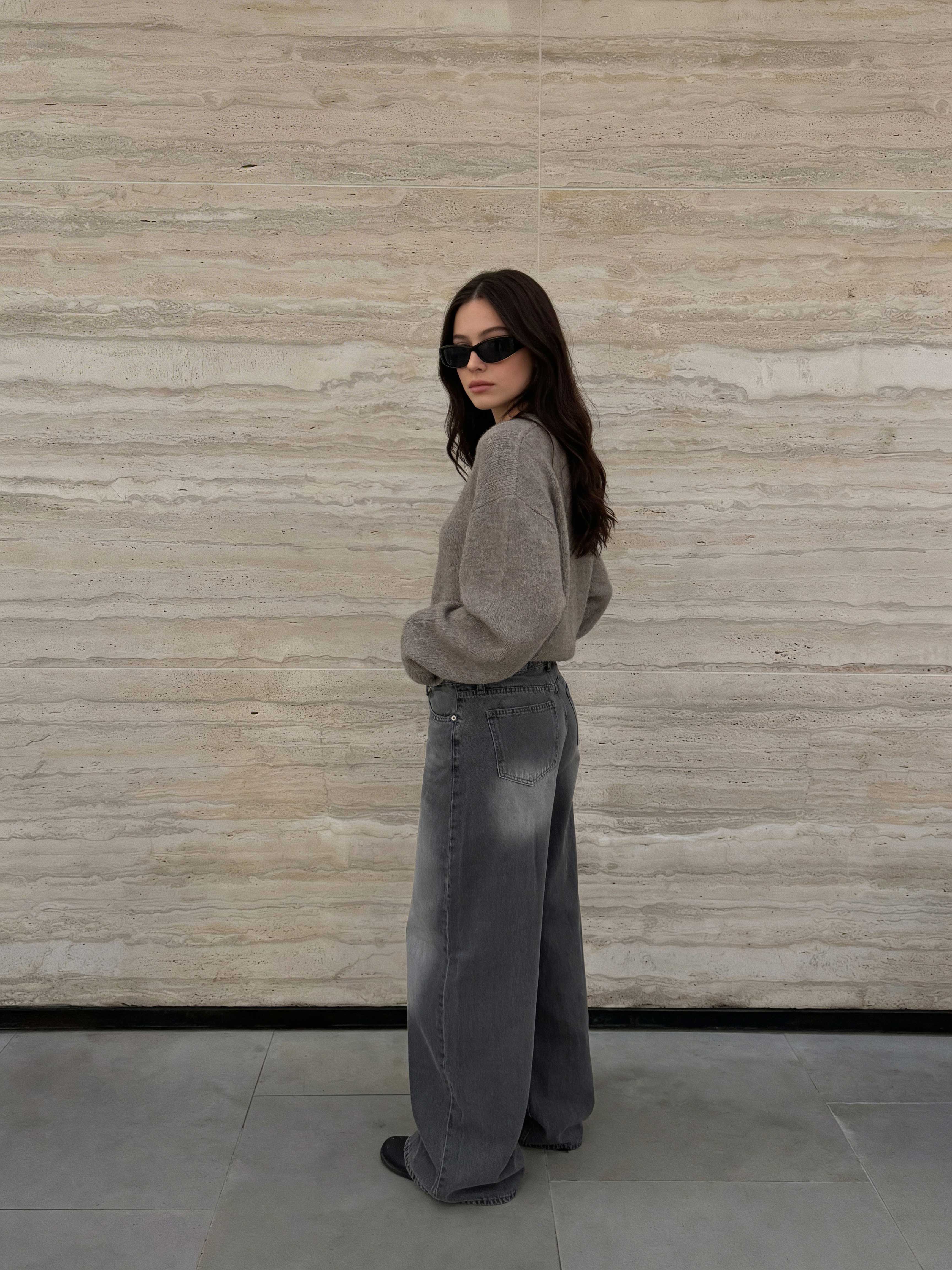 Super Baggy High waist faded washed Black jeans Baggy CIZARO - Cizaro Jeans