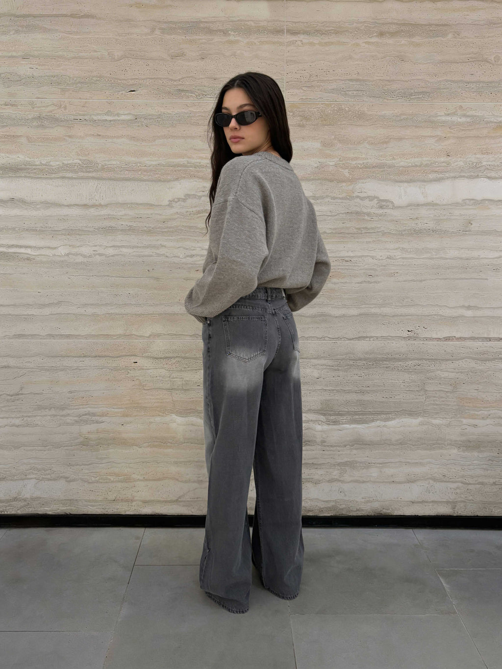 Super Baggy High waist faded washed Black jeans Baggy CIZARO - Cizaro Jeans