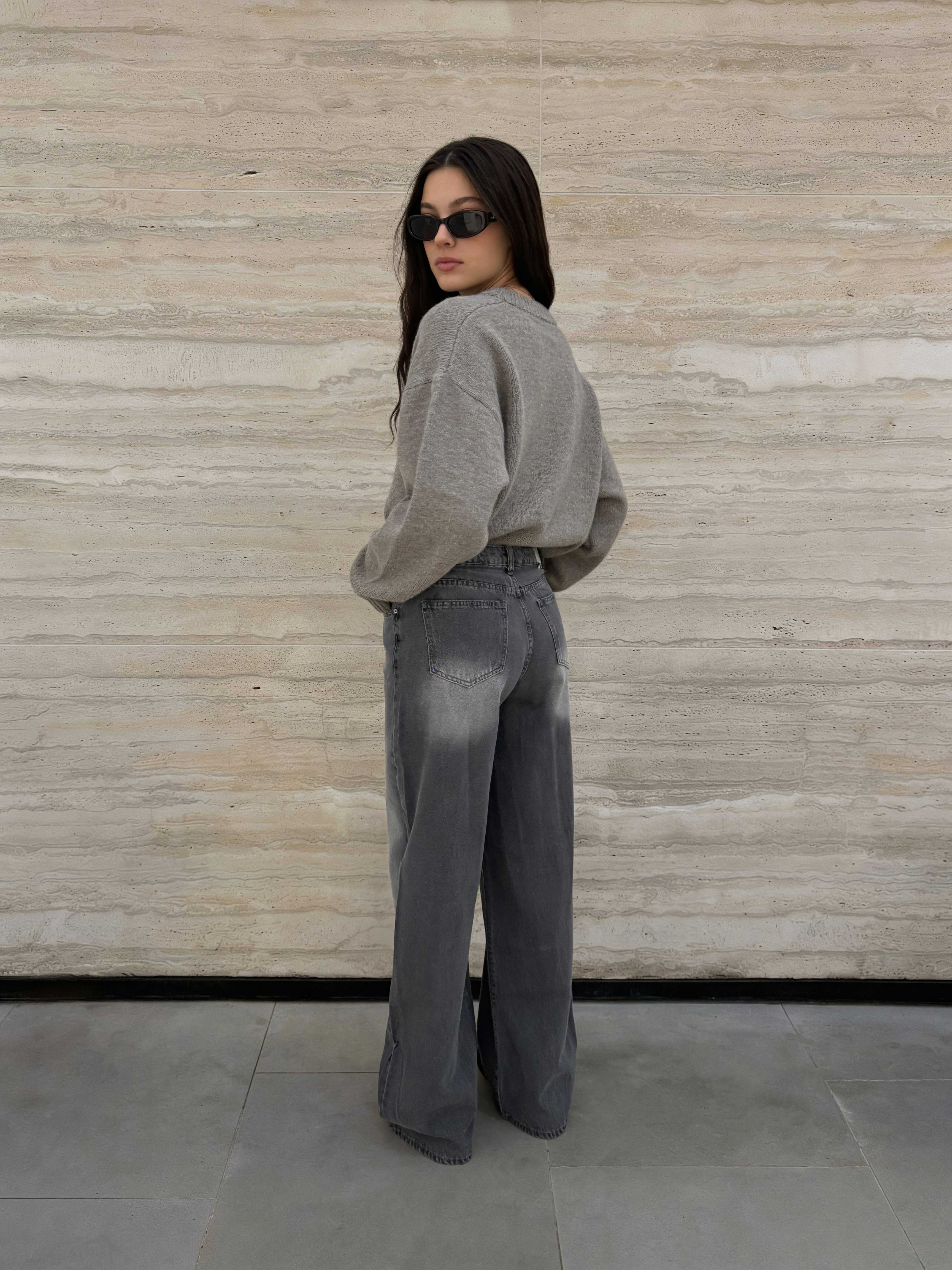 Super Baggy High waist faded washed Black jeans Baggy CIZARO - Cizaro Jeans