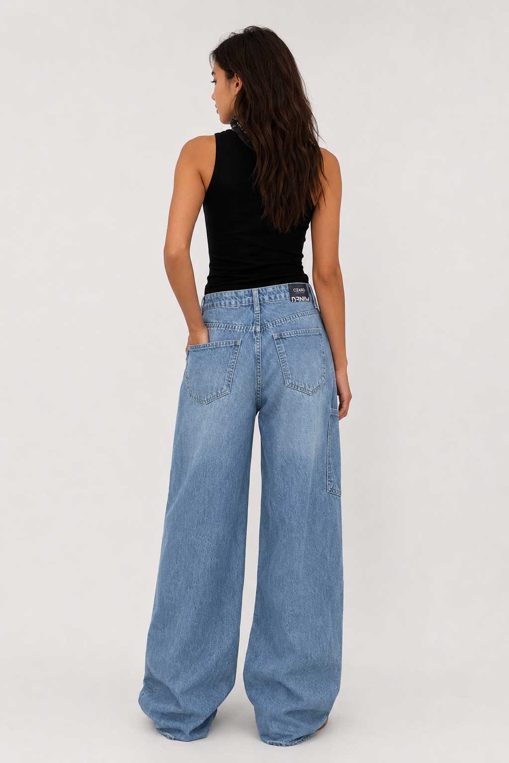 Super Baggy High-Waist Marine Blue Jeans Baggy CIZARO - Cizaro Jeans