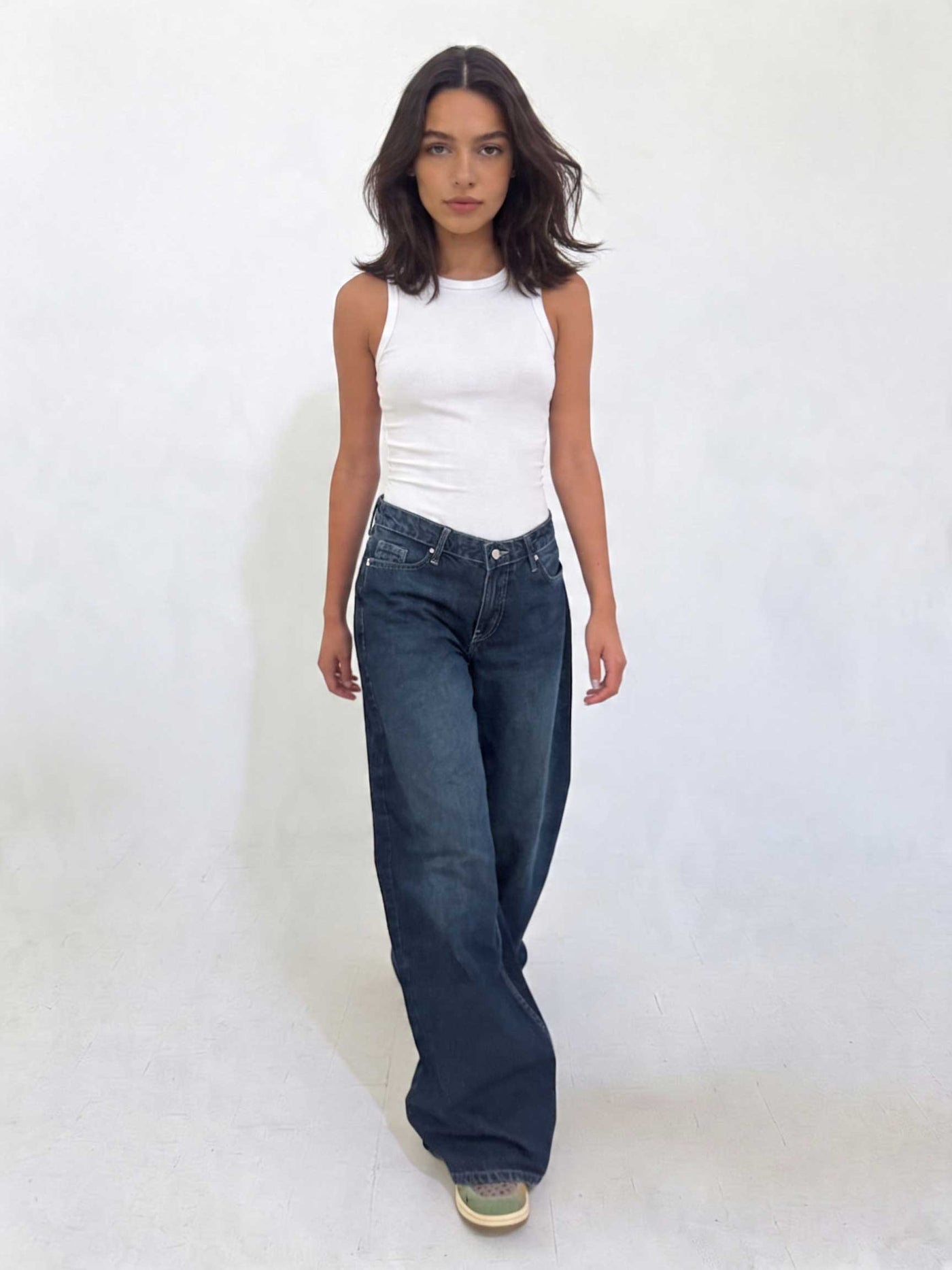 Loose Baggy – Mid-Waist Deep Vintage Blue Jeans Loose Baggy - Baggy CIZARO - Cizaro Jeans