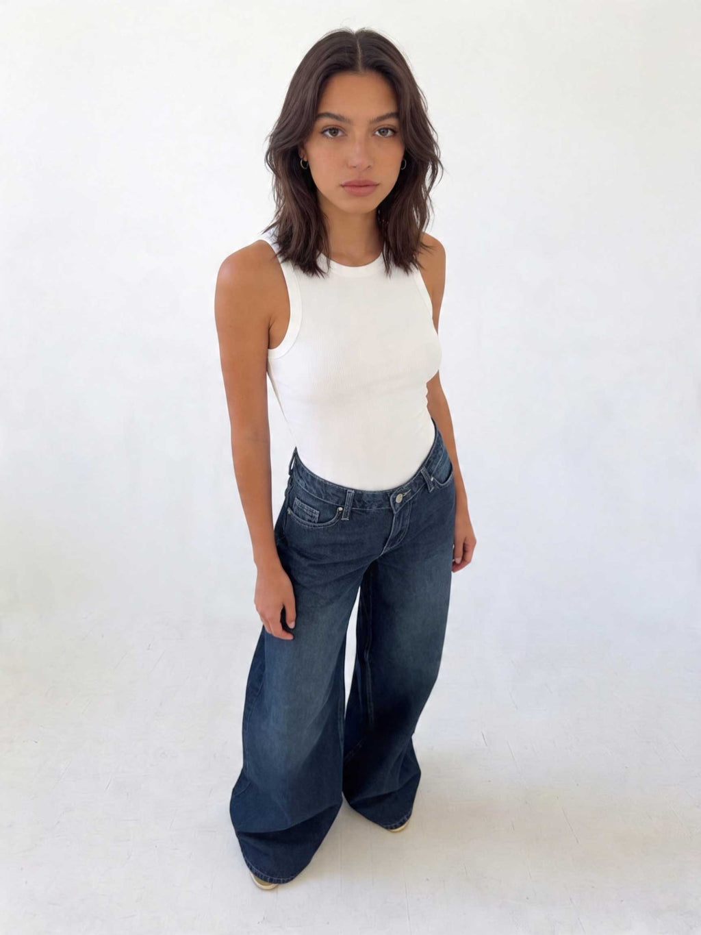 Loose Baggy – Mid-Waist Deep Vintage Blue Jeans Loose Baggy - Baggy CIZARO - Cizaro Jeans