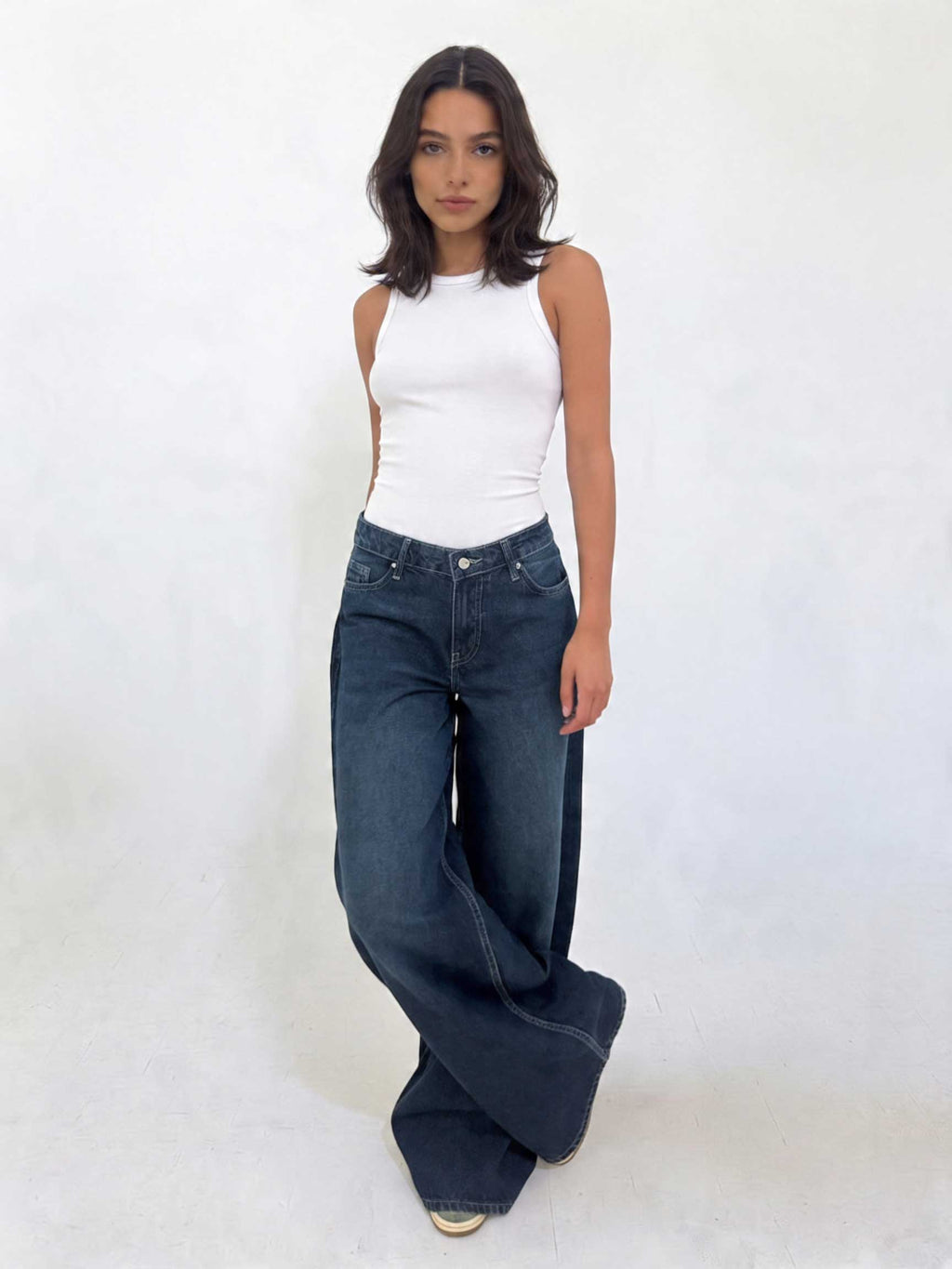 Loose Baggy – Mid-Waist Deep Vintage Blue Jeans Loose Baggy - Baggy CIZARO - Cizaro Jeans