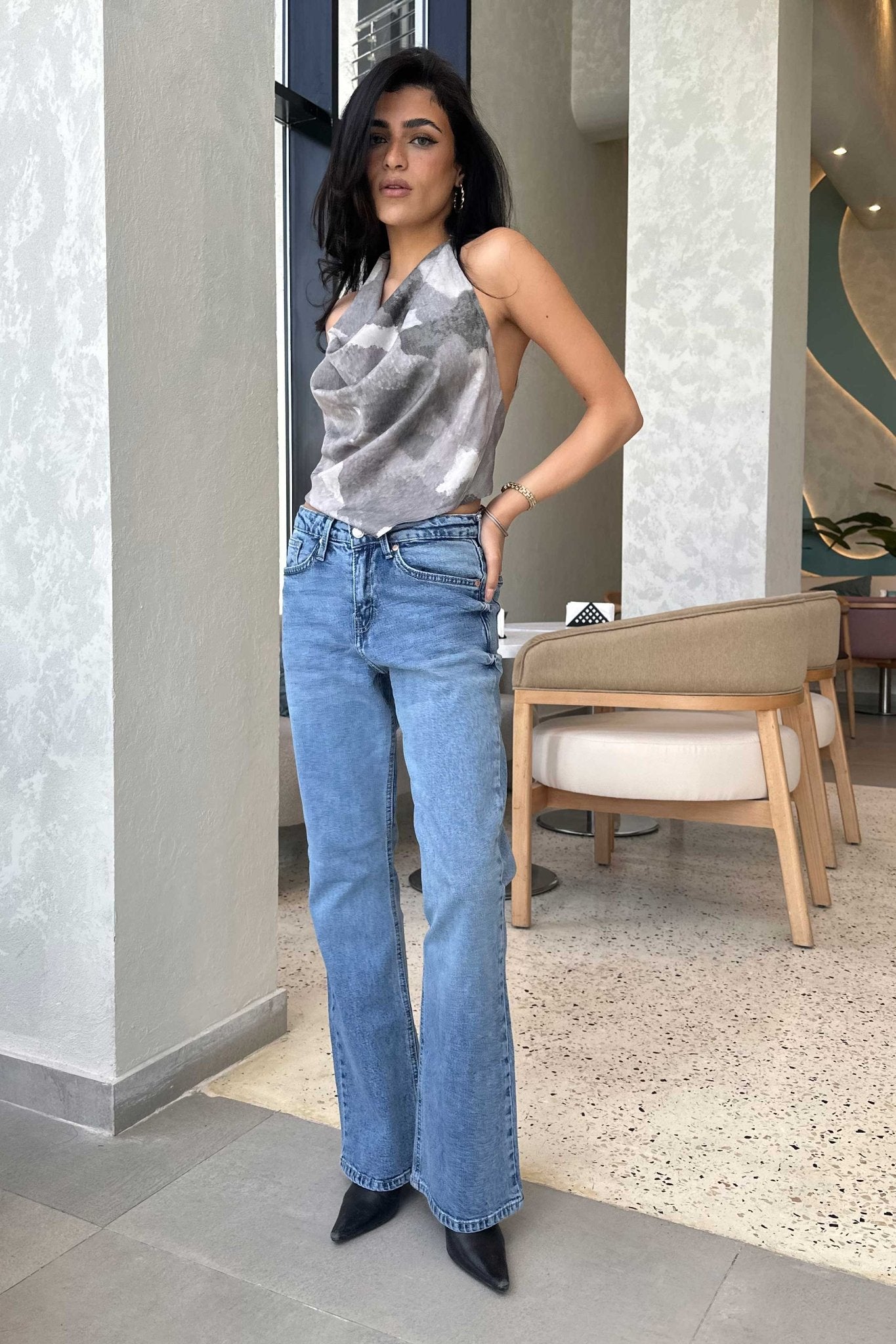 Boot Cut - Medium Blue Jeans Flare CIZARO - Cizaro Jeans