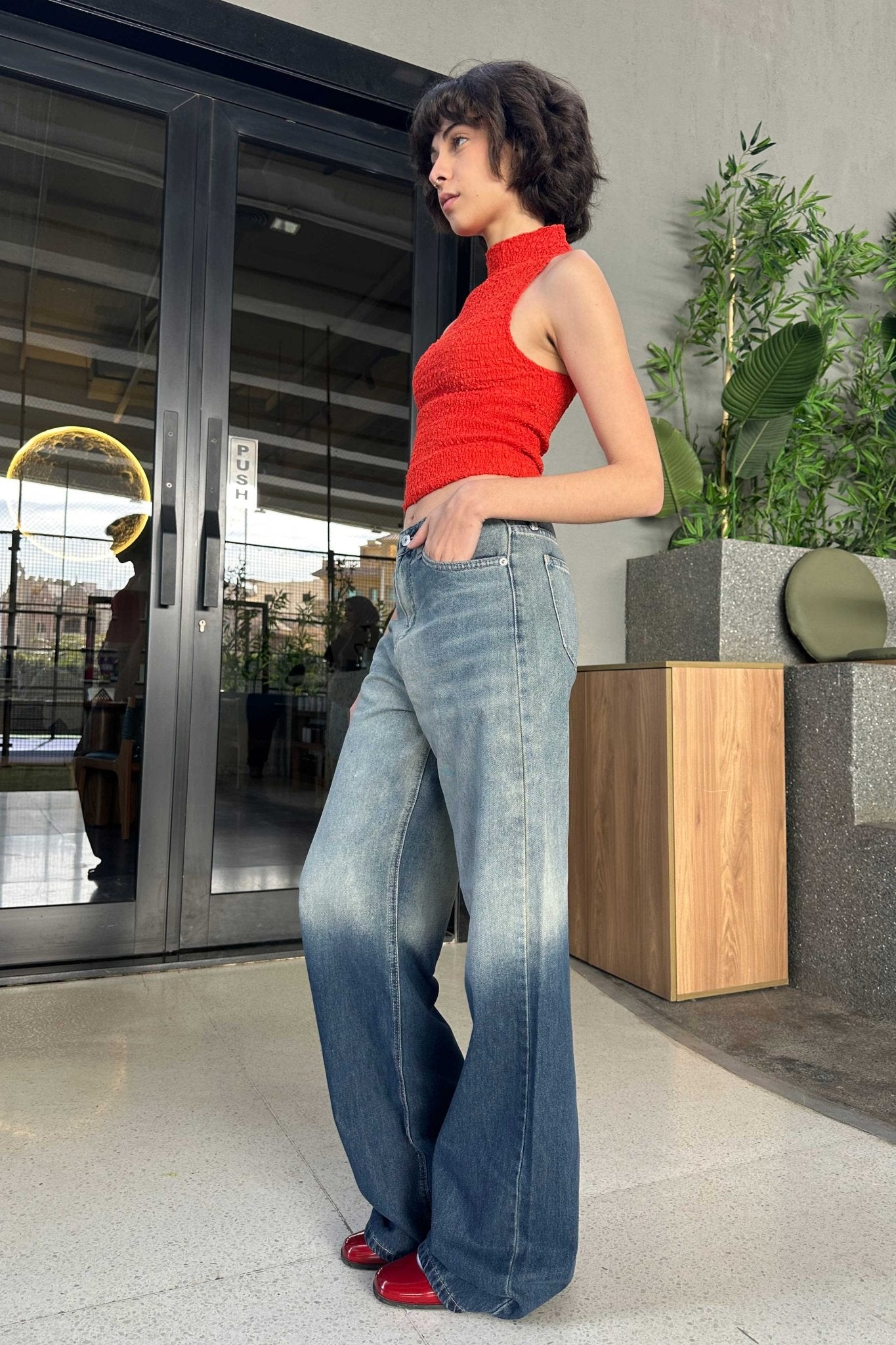 Wide-Leg - High-Waist 2-Tone Blue Jeans Wide Leg CIZARO - Cizaro Jeans