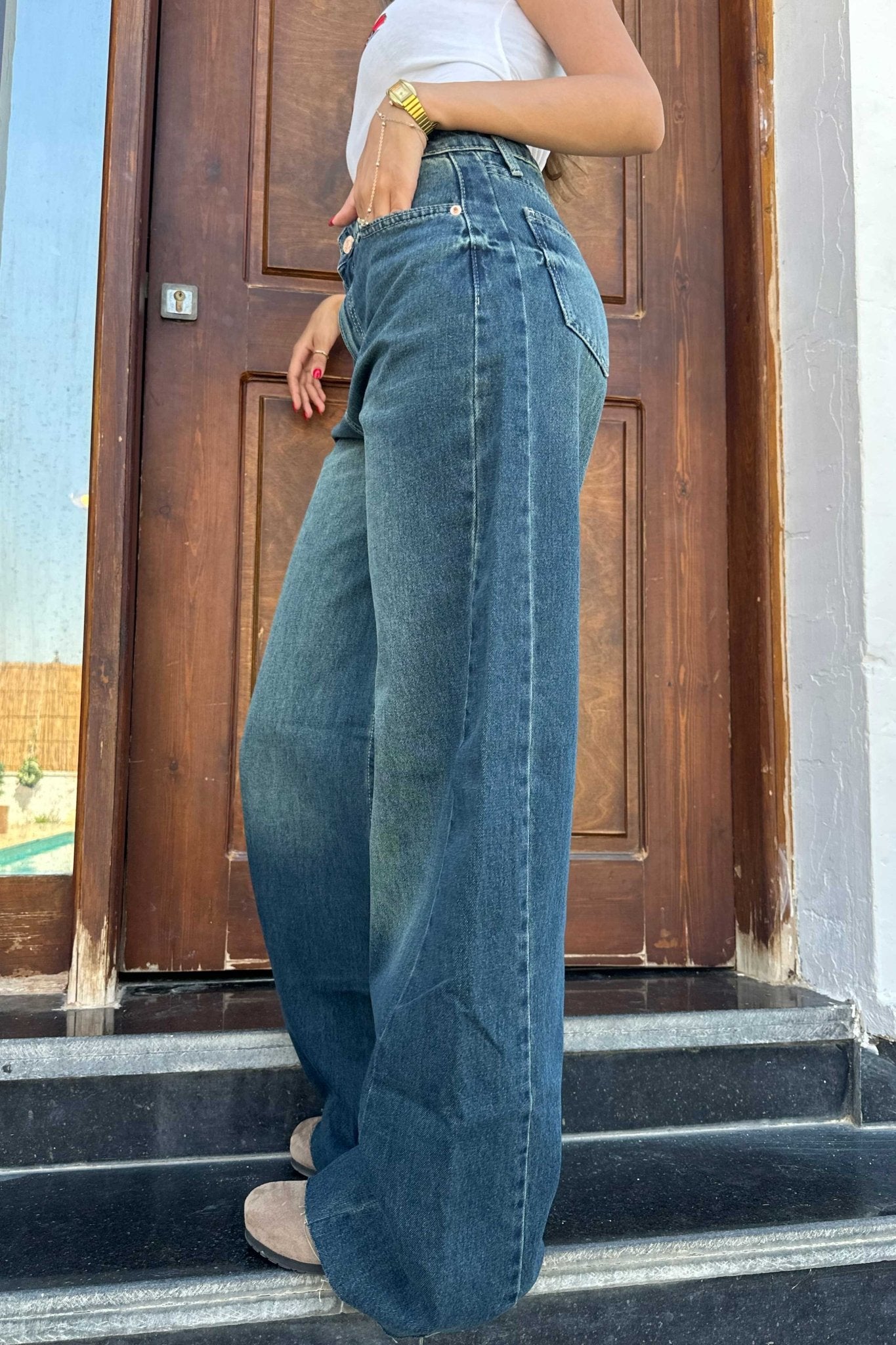 Super Baggy - High-Waist Deep Vintage Green Jeans Super Baggy CIZARO - Cizaro Jeans
