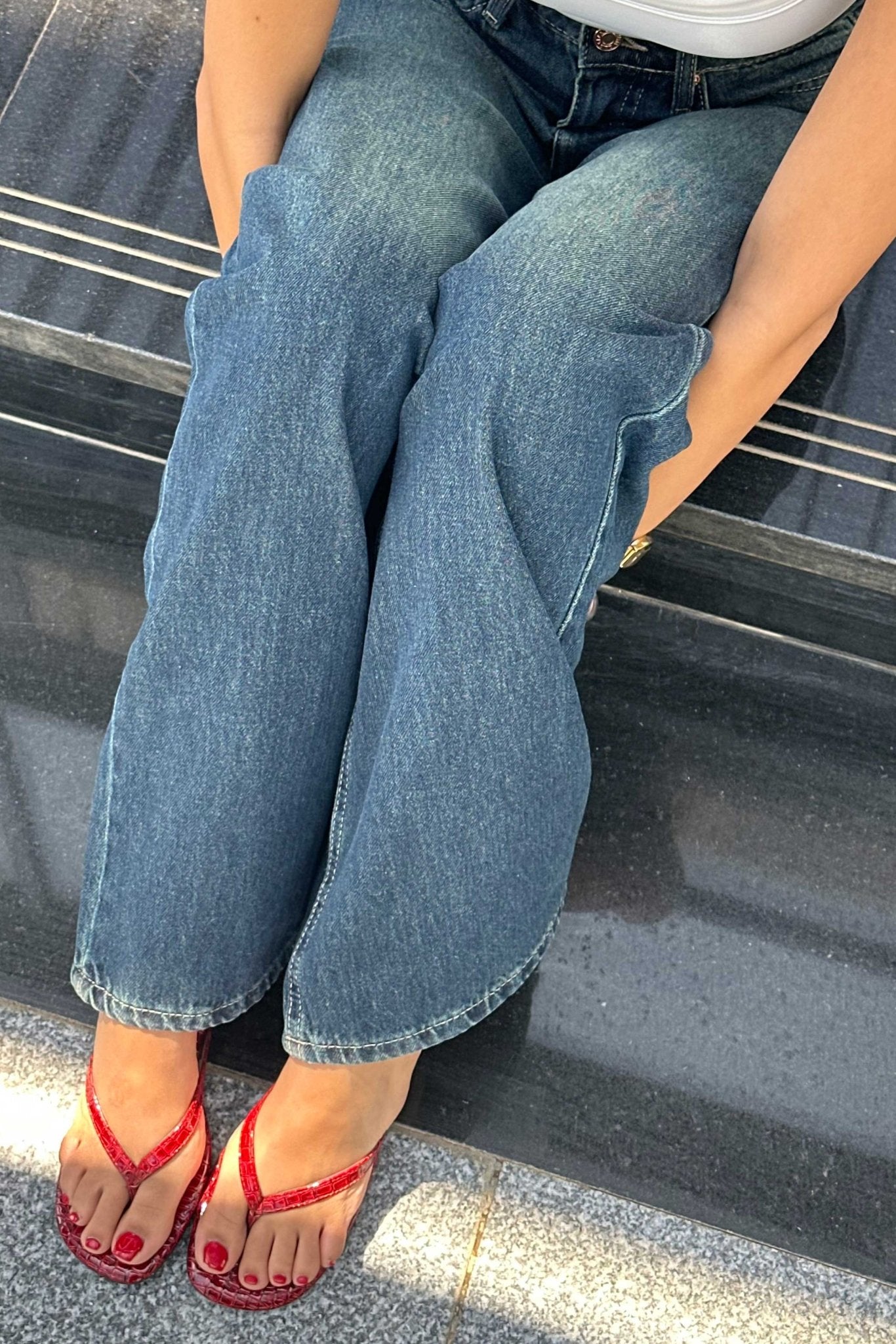Baggy - High-Waist Dark Vintage Blue Green Jeans baggy CIZARO - Cizaro Jeans