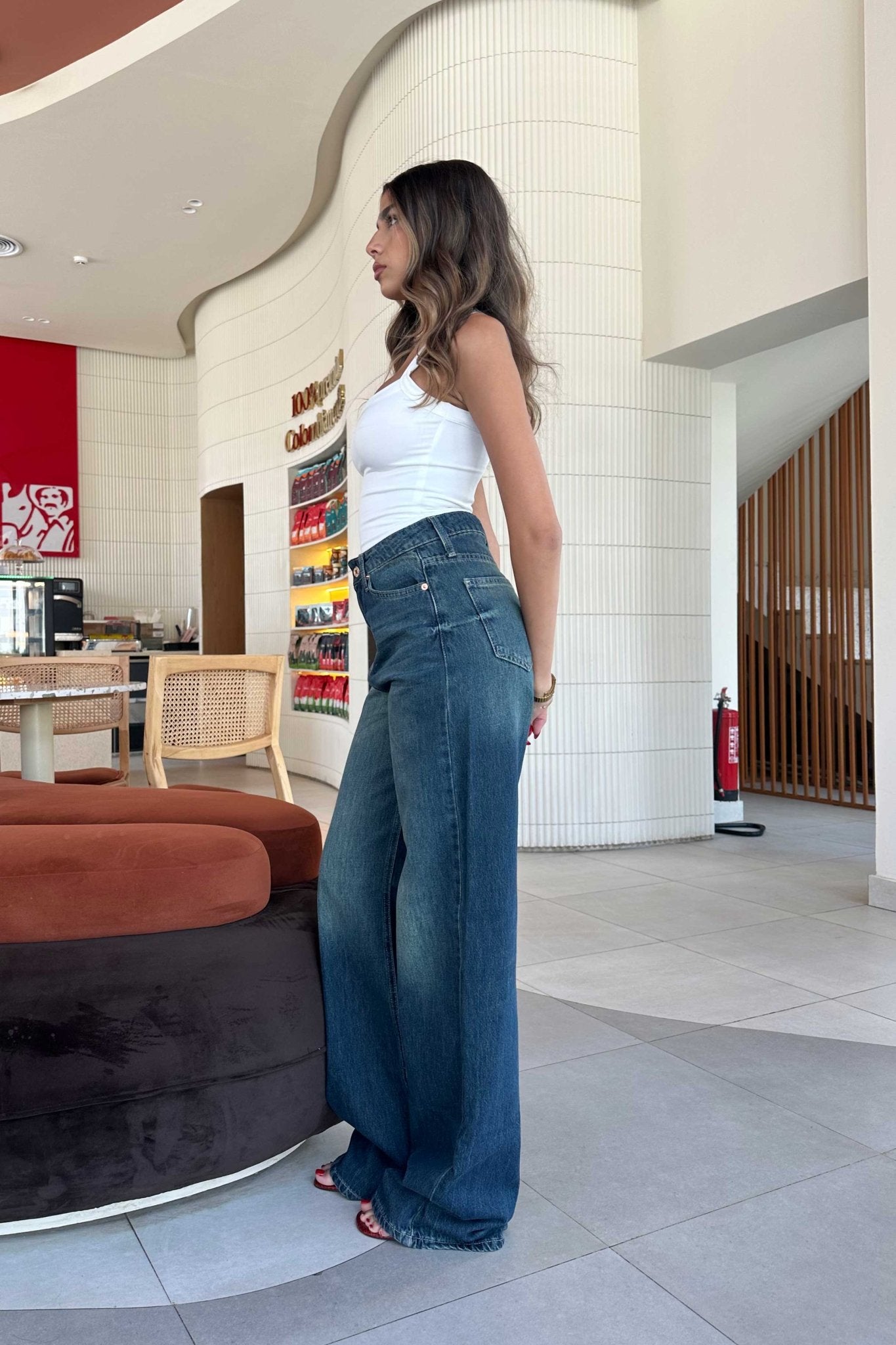 Baggy - High-Waist Dark Vintage Blue Green Jeans baggy CIZARO - Cizaro Jeans