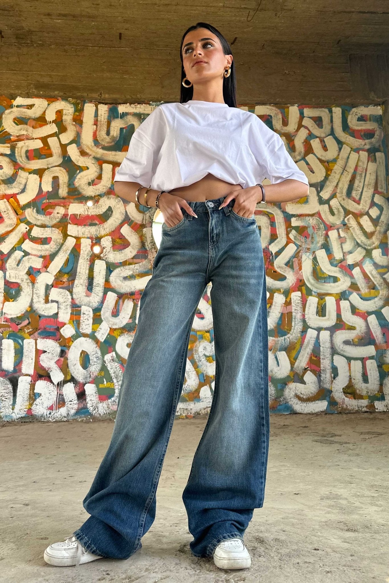 Baggy - High-Waist Dark Vintage Blue Jeans baggy CIZARO - Cizaro Jeans