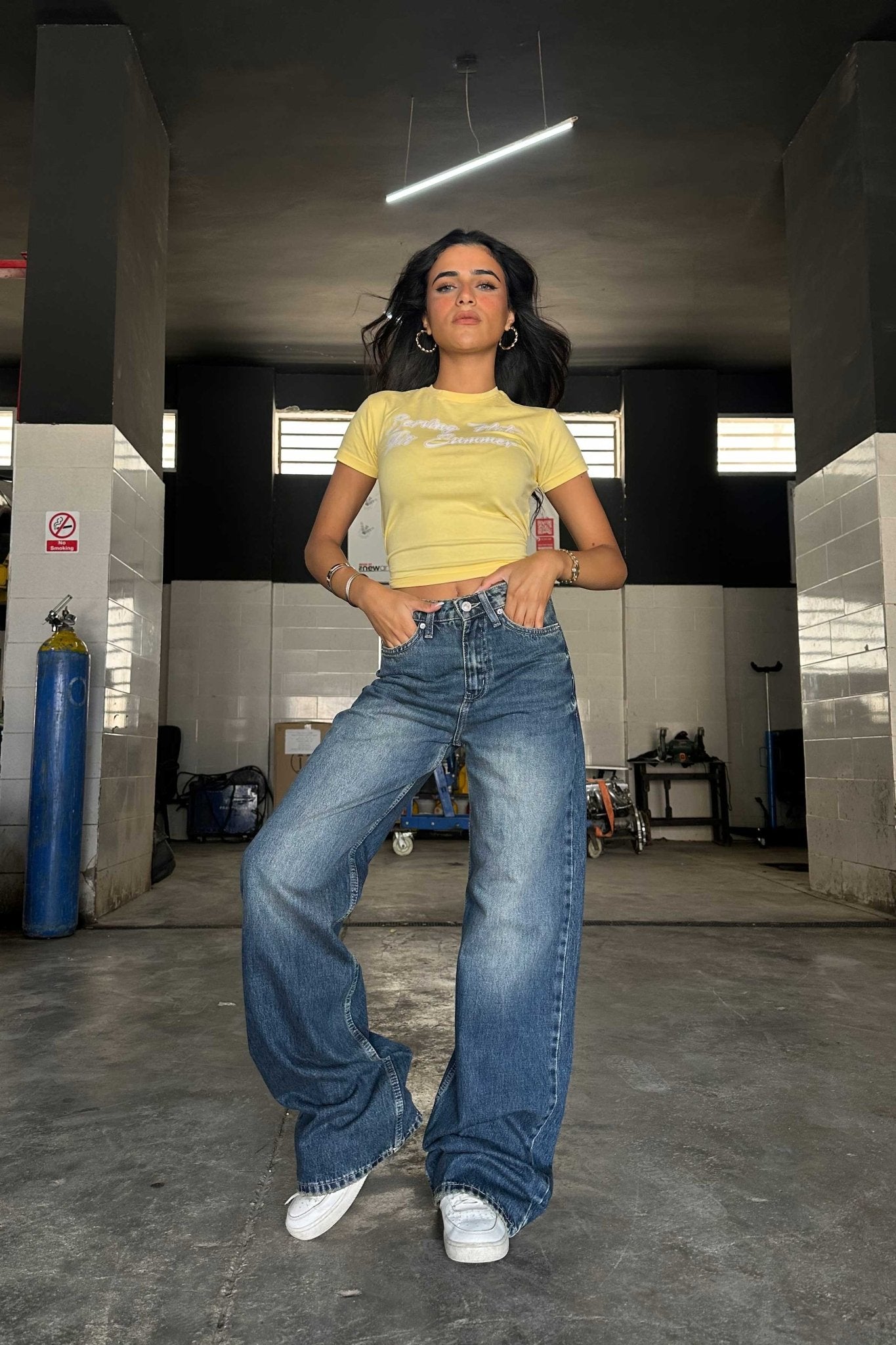Flex Waist Baggy - High-Waist Vintage Blue Jeans flex waist baggy CIZARO - Cizaro Jeans