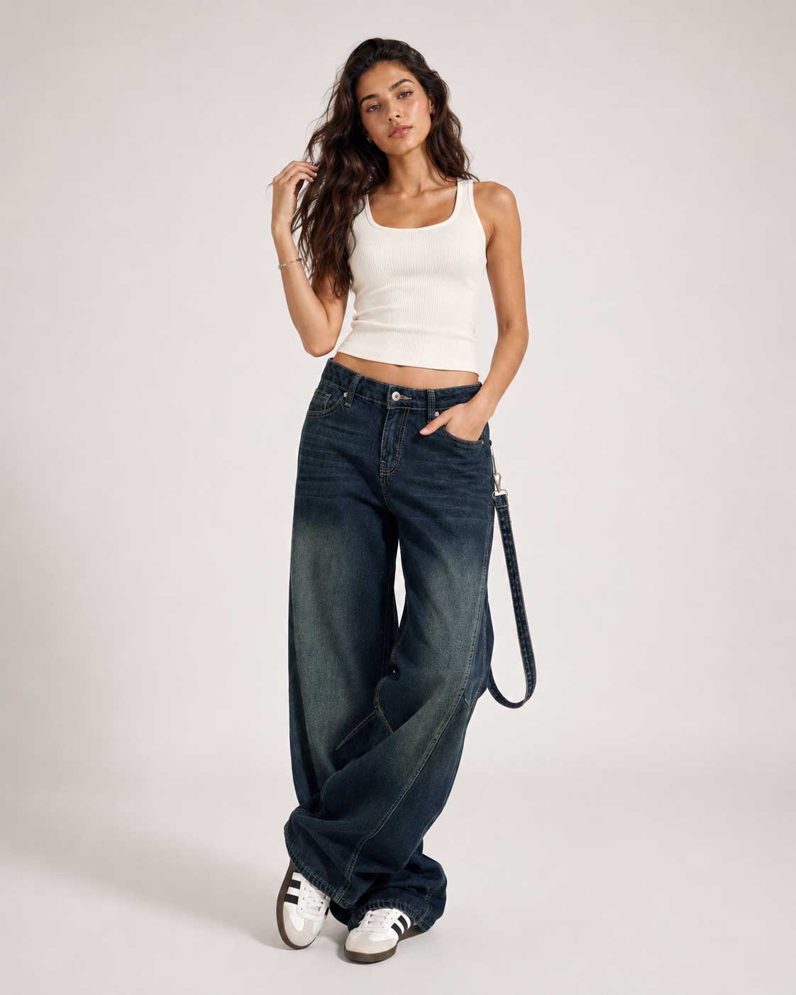 Pocket Baggy Low-Waist Deep Vintage Green Jeans Baggy CIZARO - Cizaro Jeans