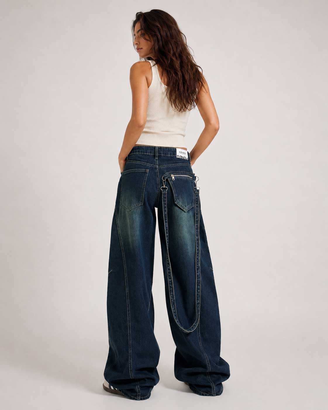 Pocket Baggy Low-Waist Deep Vintage Green Jeans Baggy CIZARO - Cizaro Jeans