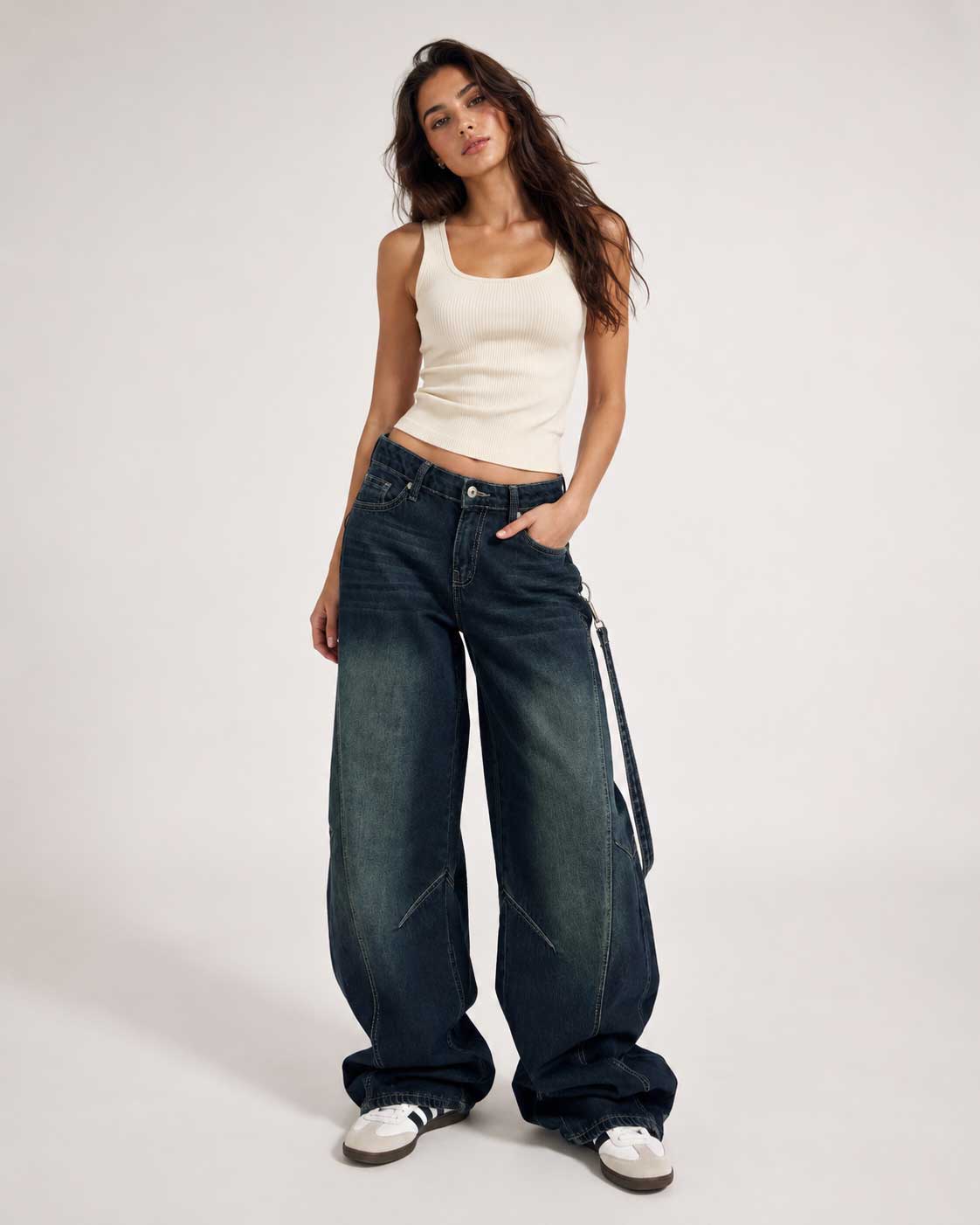 Pocket Baggy Low-Waist Deep Vintage Green Jeans Baggy CIZARO - Cizaro Jeans