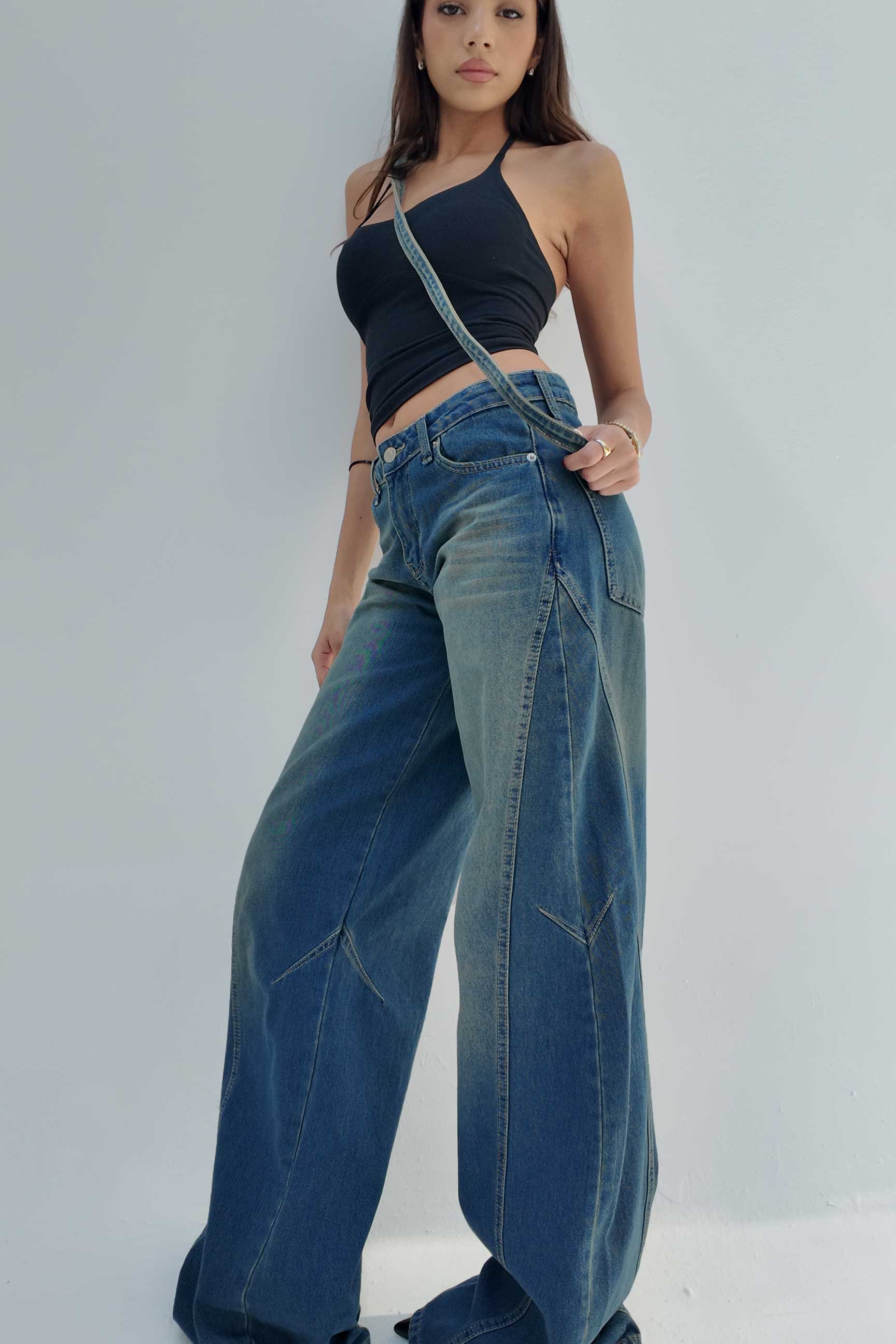 Baggy – Low-Waist Vintage Blue Jeans Baggy CIZARO - Cizaro Jeans