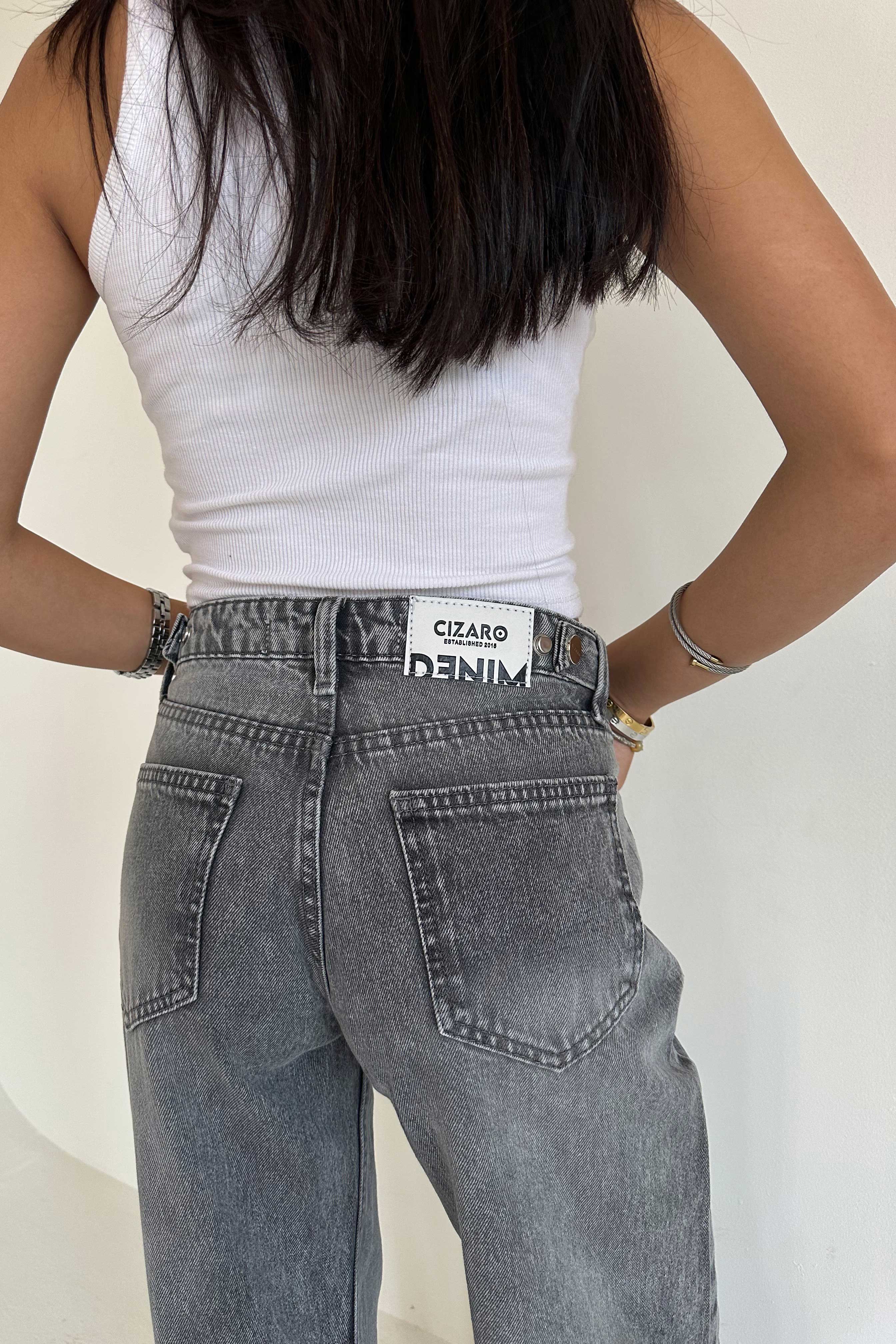 Baggy – Mid Rise Flex Waist Mid Grey Washed Jeans