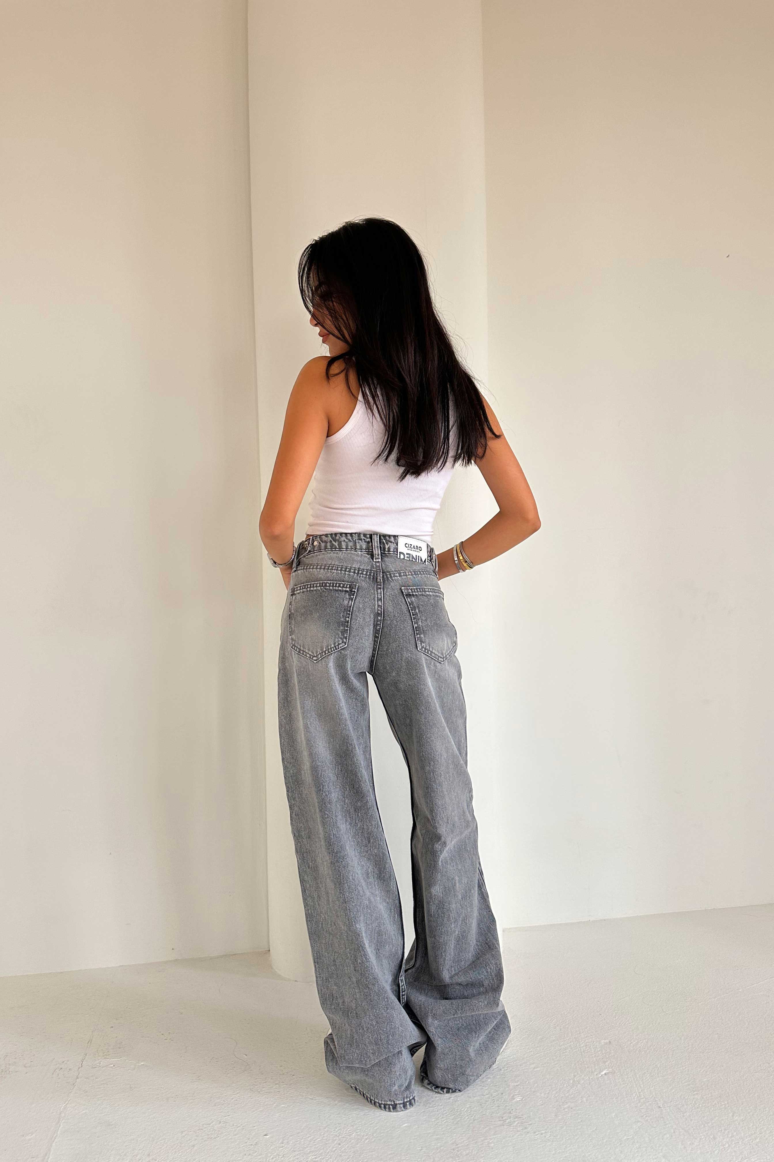 Baggy – Mid Rise Flex Waist Mid Grey Washed Jeans