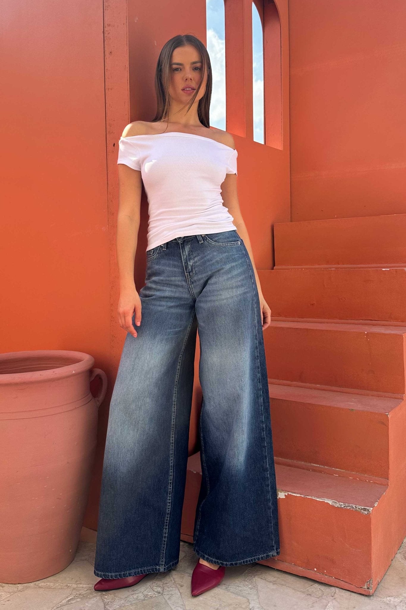 Loose Baggy – Mid Rise Faded Vintage Blue Jeans Baggy CIZARO - Cizaro Jeans