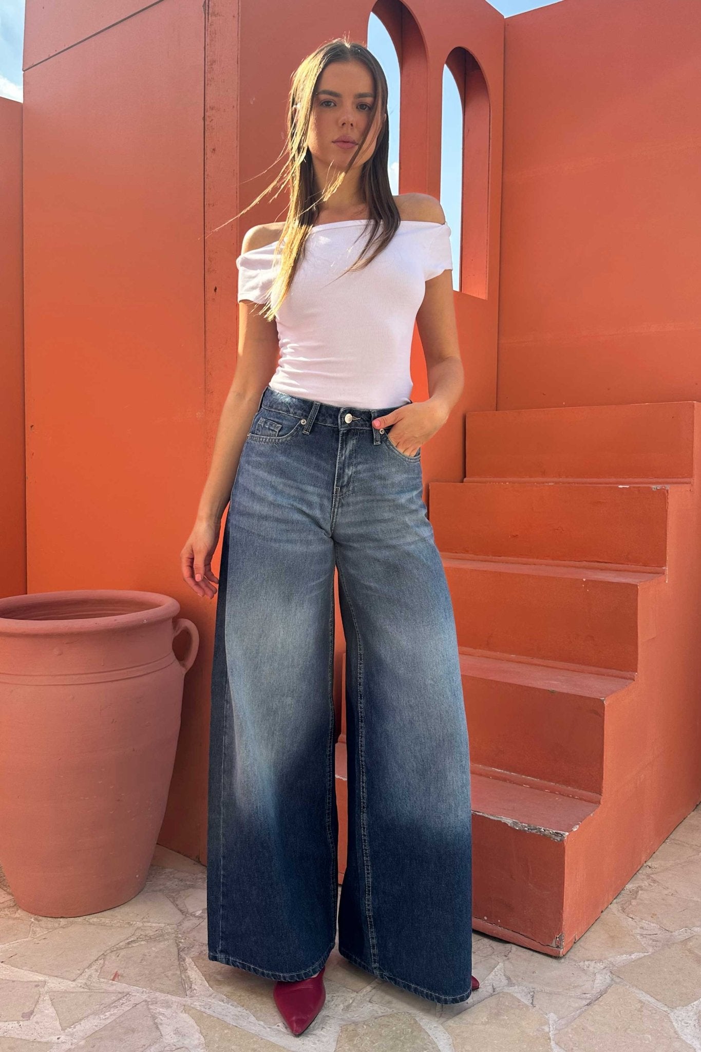 Loose Baggy – Mid Rise Faded Vintage Blue Jeans Baggy CIZARO - Cizaro Jeans