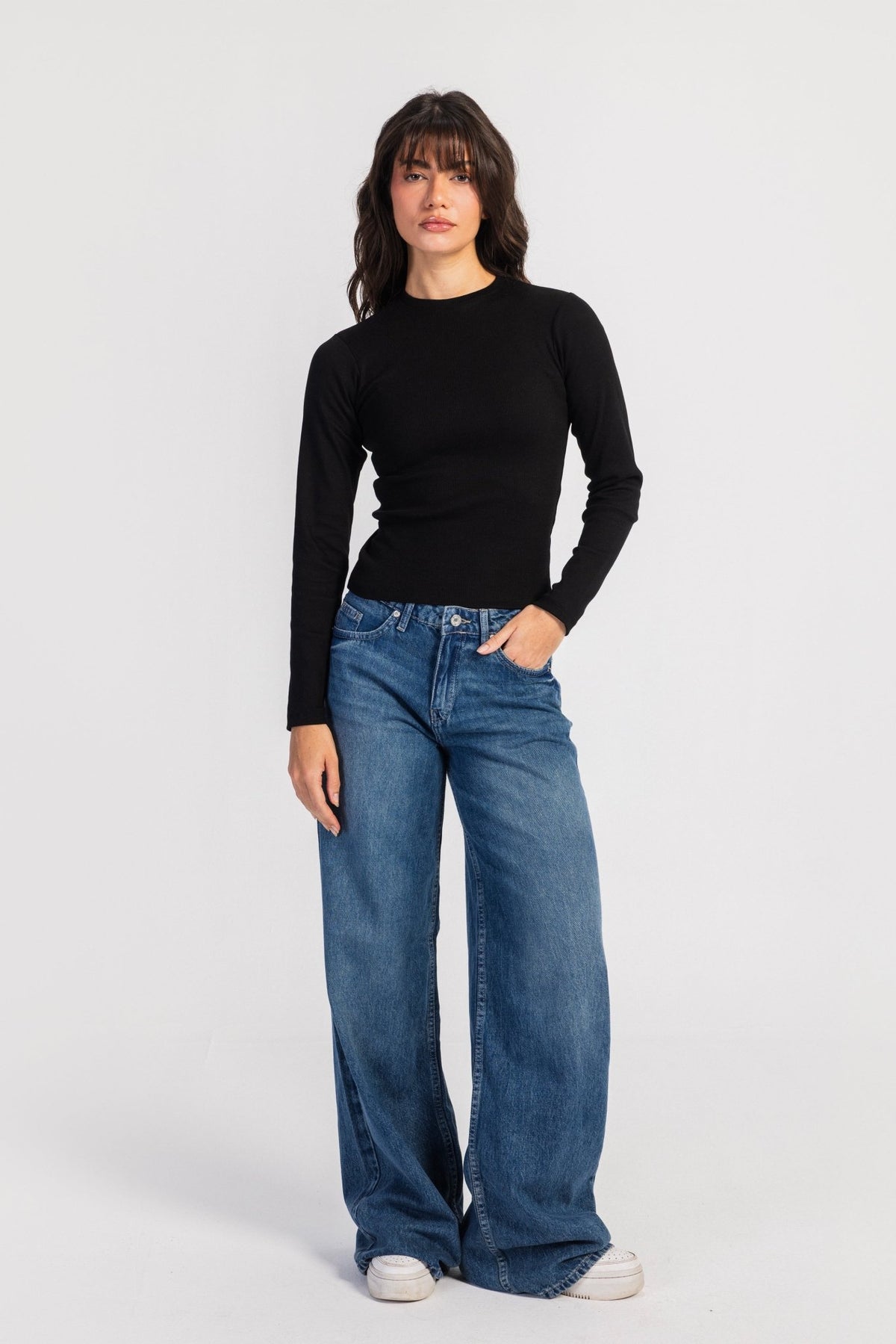 Basic Top – Slim Fit Black Basic Top CIZARO - Cizaro Jeans