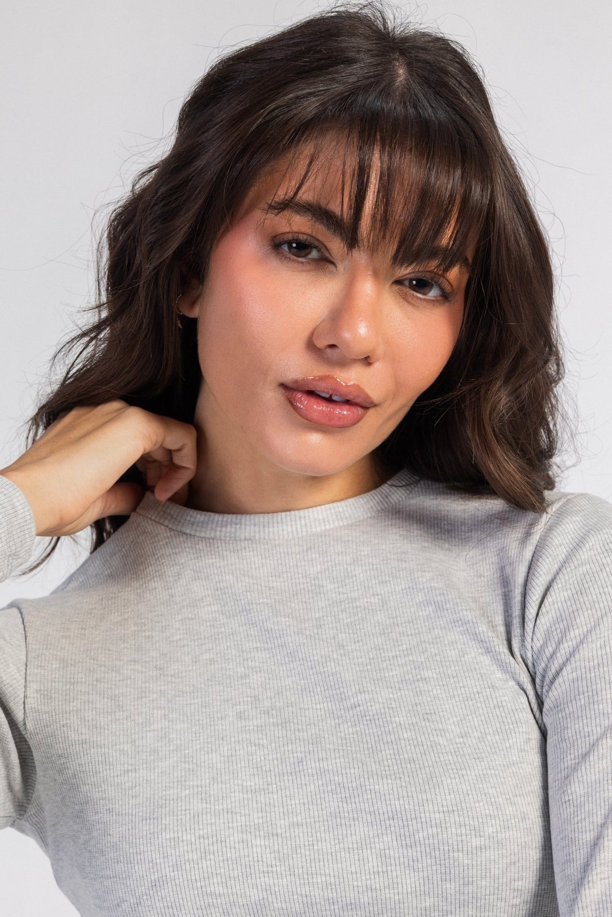Basic Top – Slim Fit Grey Basic Top CIZARO - Cizaro Jeans