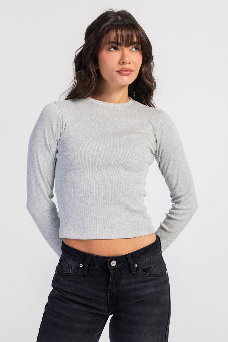 Basic Top – Slim Fit Grey Basic Top CIZARO - Cizaro Jeans