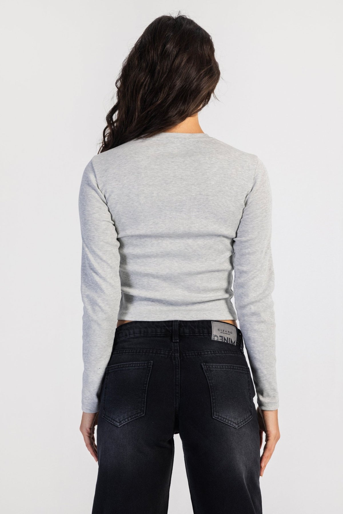 Basic Top – Slim Fit Grey Basic Top CIZARO - Cizaro Jeans