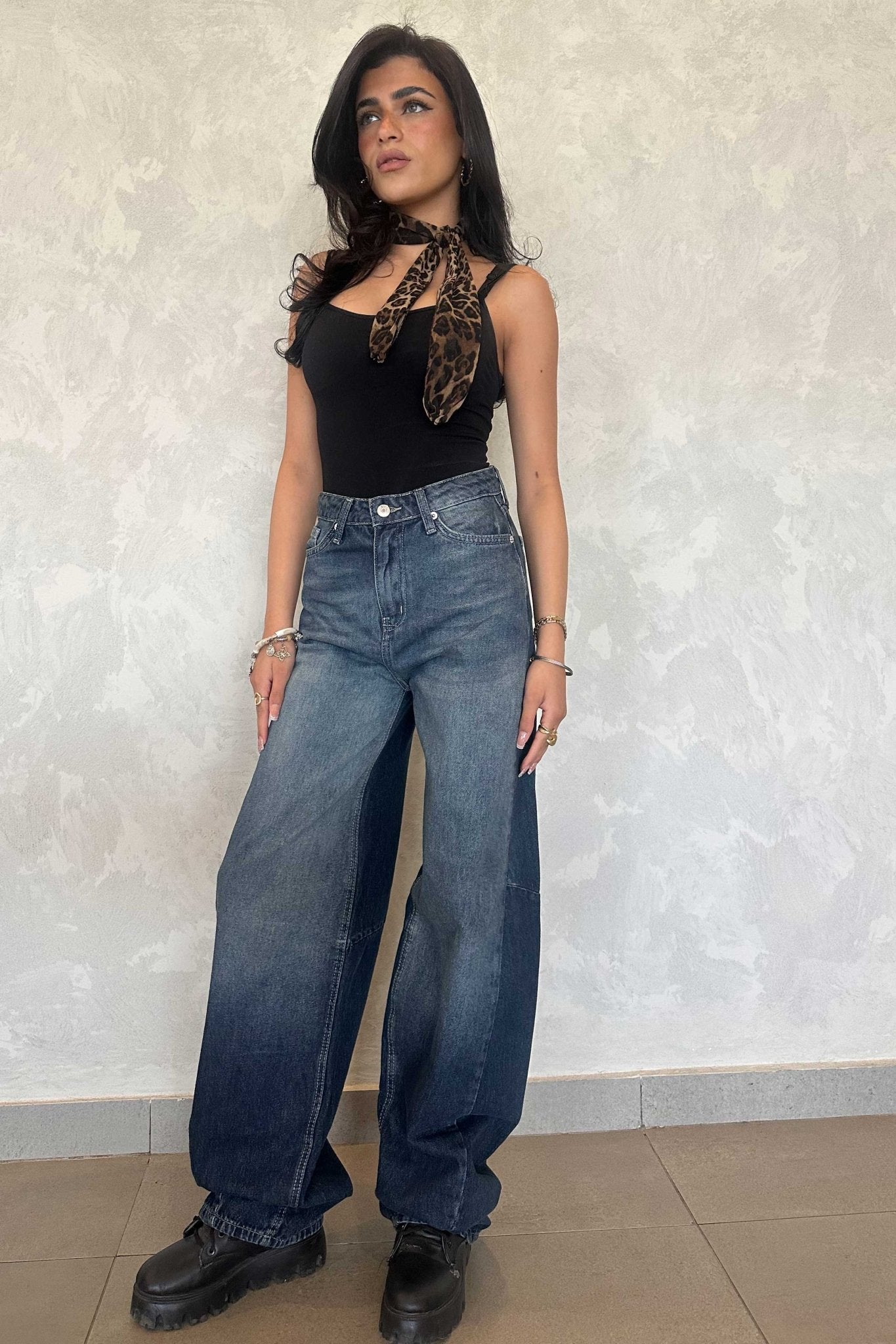 Balloon | High-Waist Midnight Washed Vintage Blue Jeans Balloon CIZARO - Cizaro Jeans