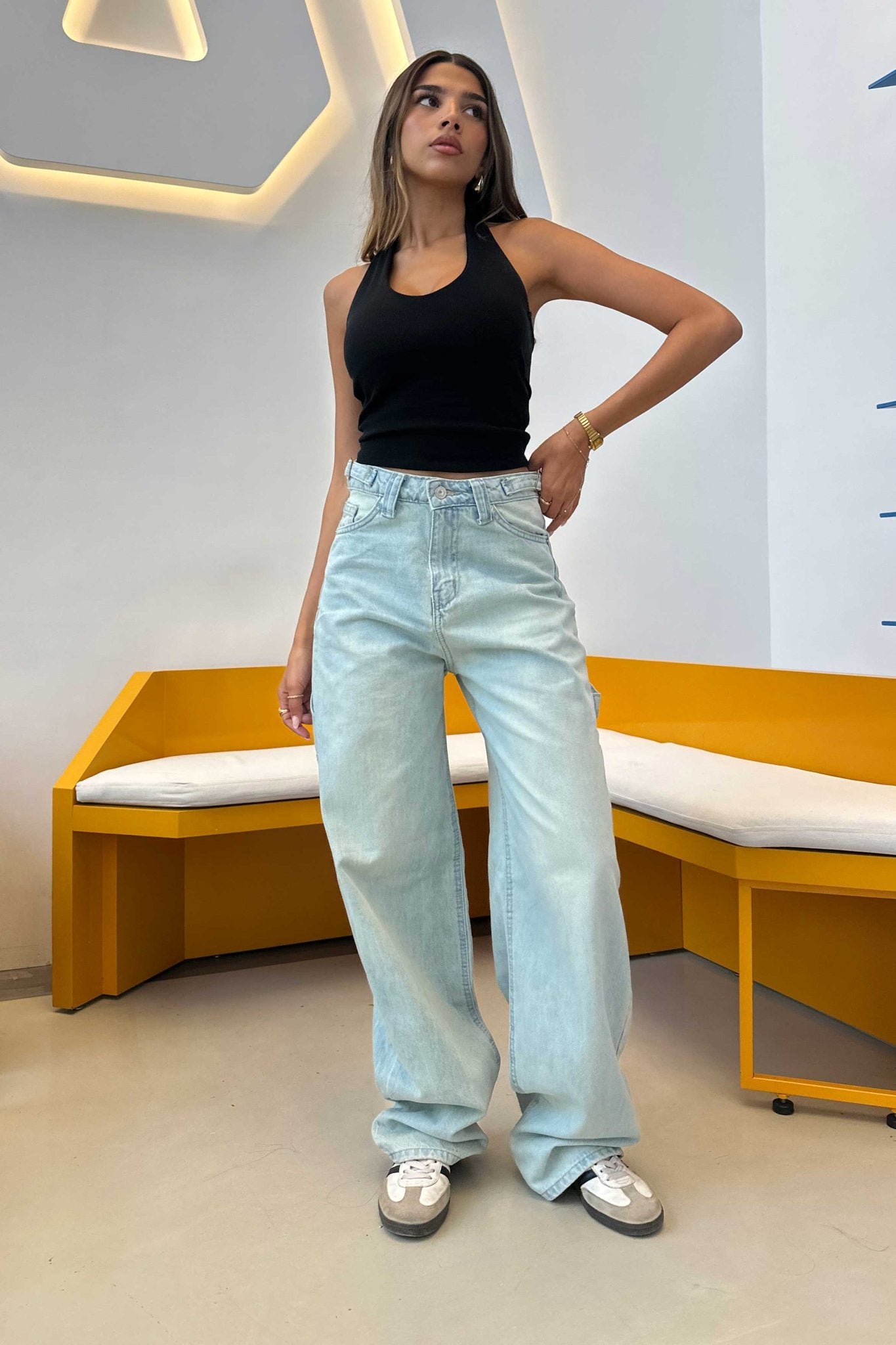 Carpenter - High-Waist Light Vintage Blue Jeans carpenter CIZARO - Cizaro Jeans