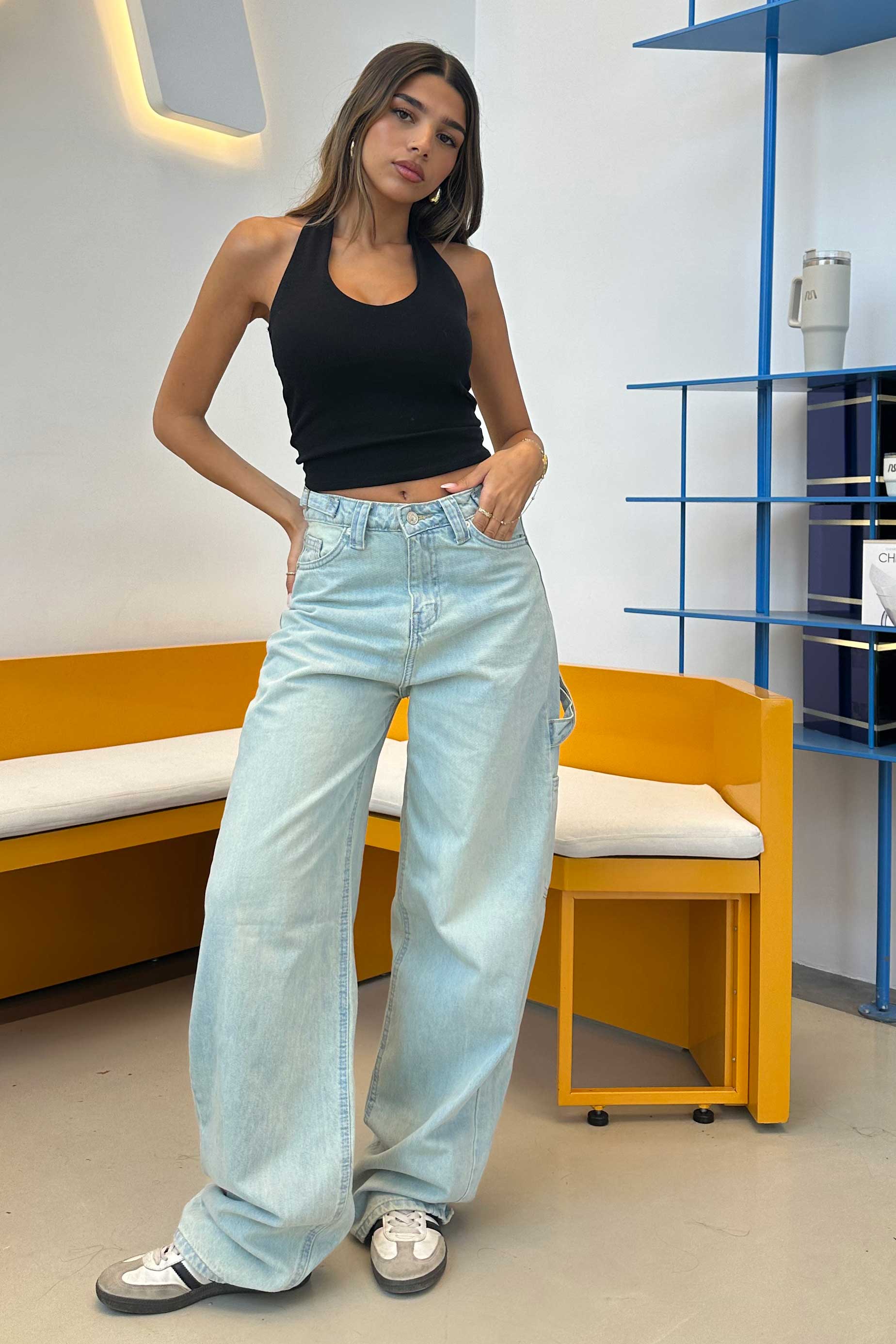 Carpenter - High-Waist Light Vintage Blue Jeans carpenter CIZARO - Cizaro Jeans