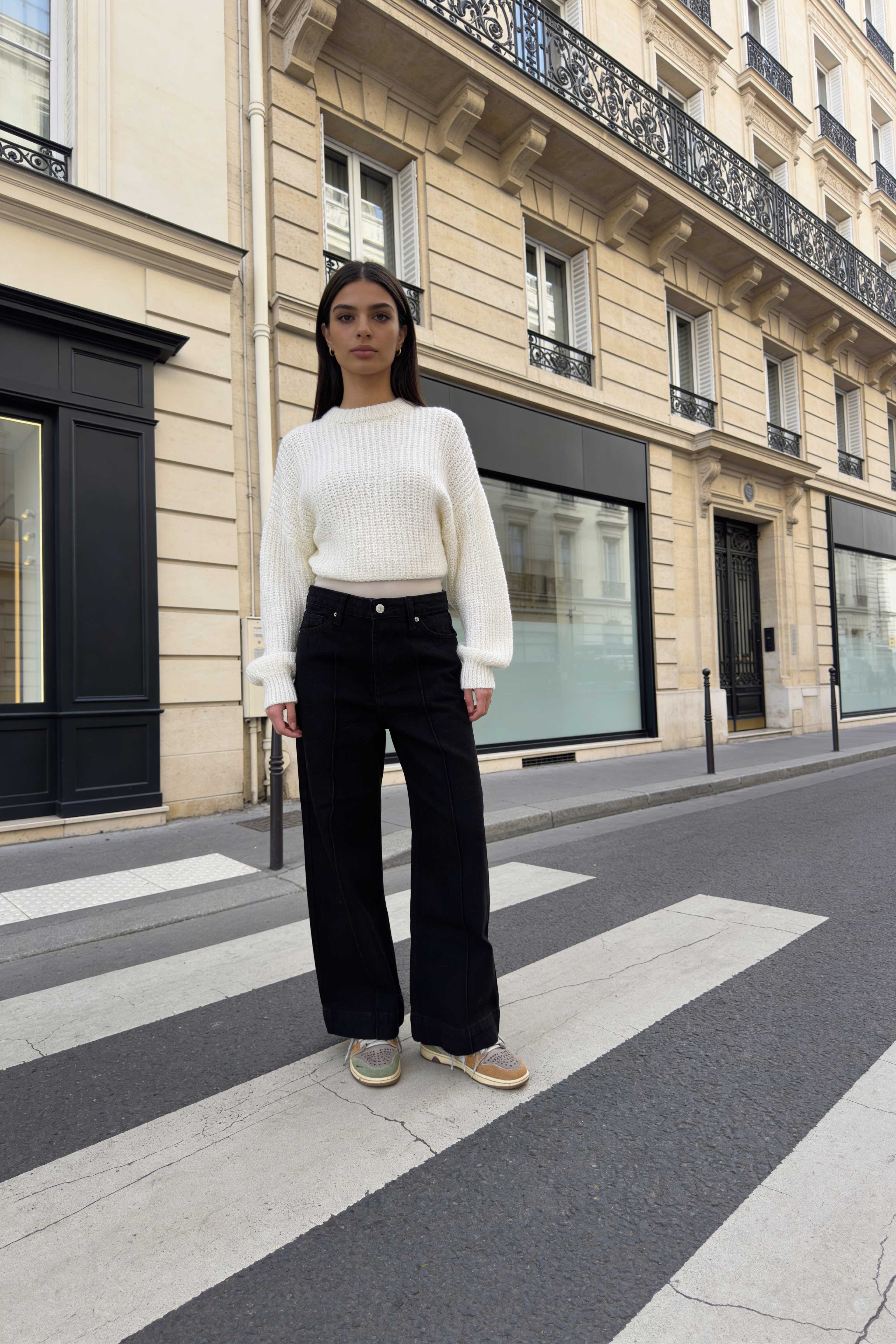 Cropped Wide-Leg – High-Waist Black Jeans Wide-Leg CIZARO - Cizaro Jeans