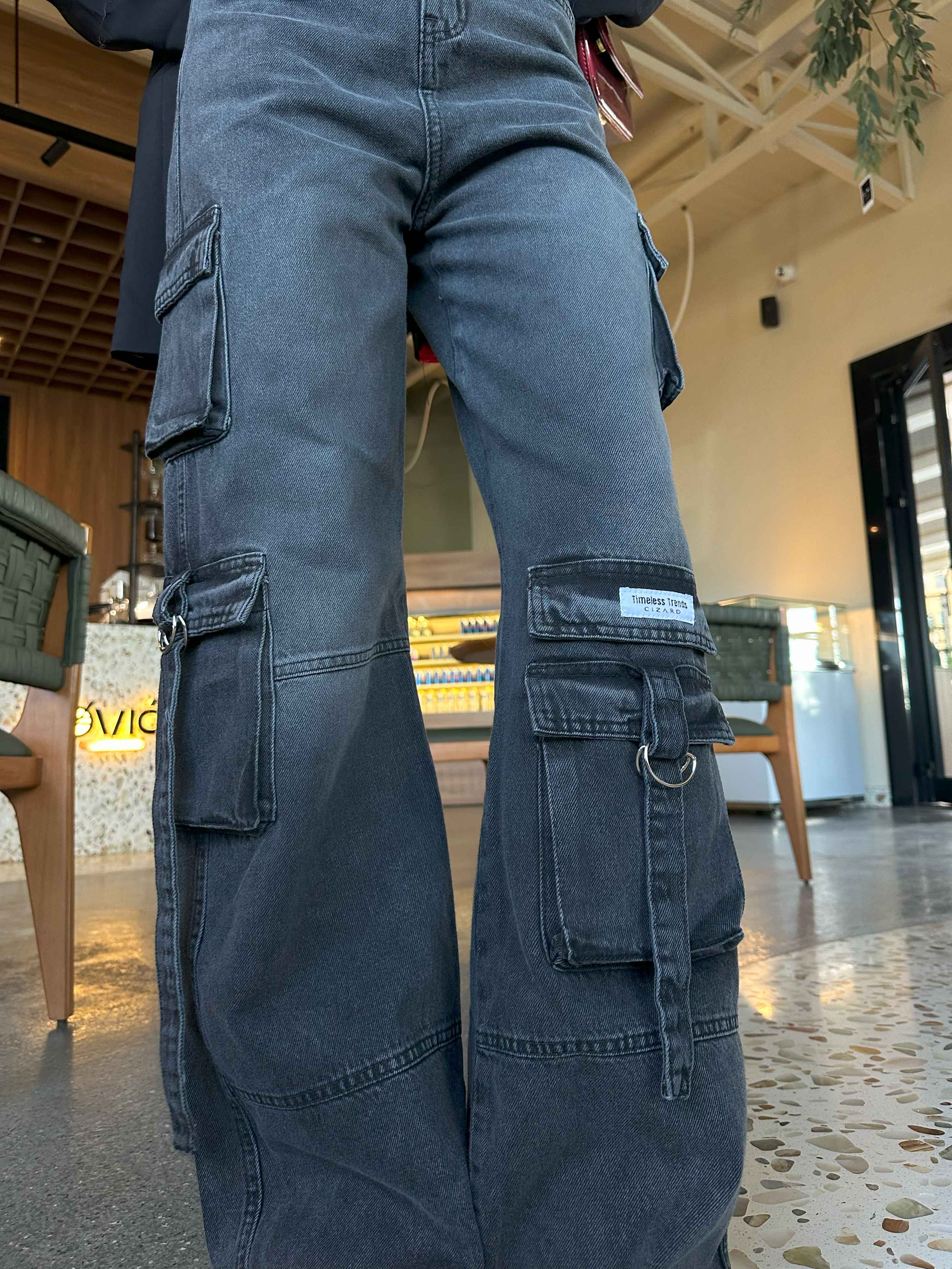 Cargo - Acid Grey Multi Pockets Jeans.