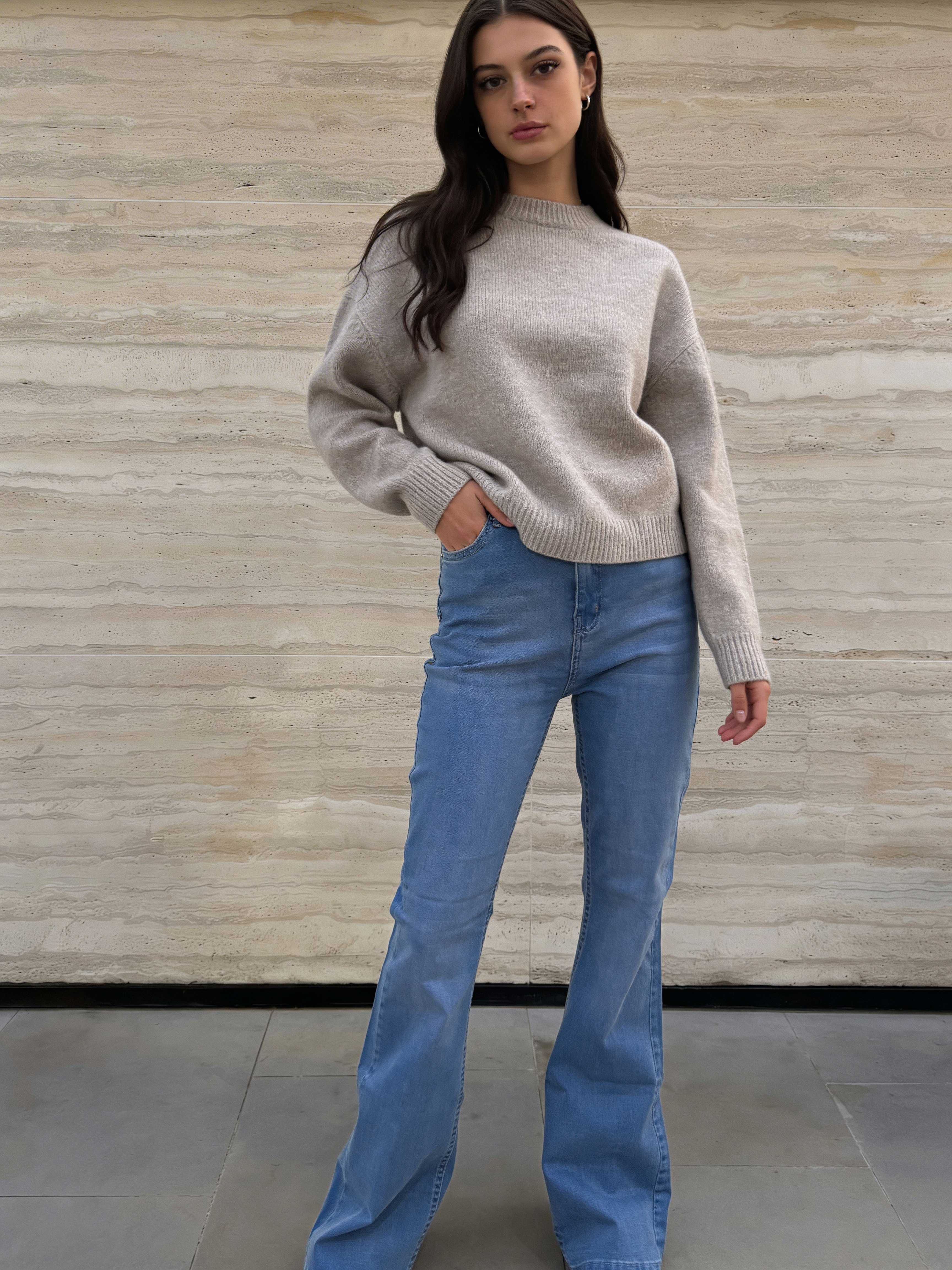 Flare – High-Waist Light Blue Jeans Flare CIZARO - Cizaro Jeans