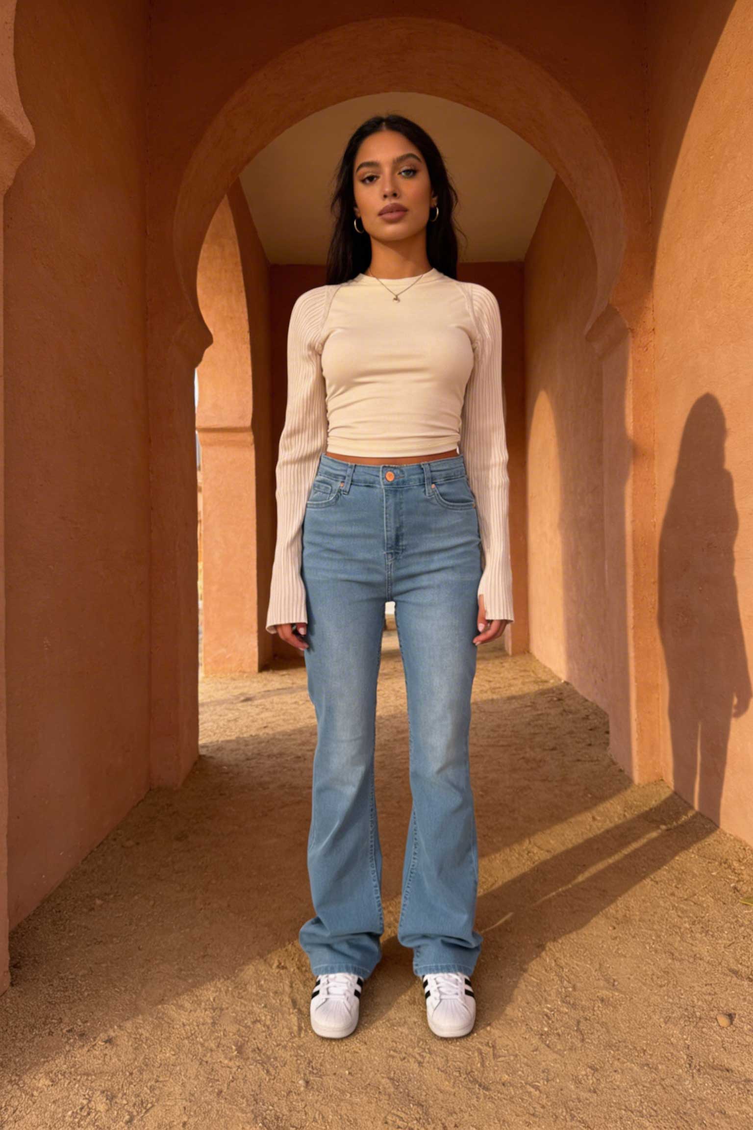 Flare – High-Waist Powder Blue Jeans Flare CIZARO - Cizaro Jeans